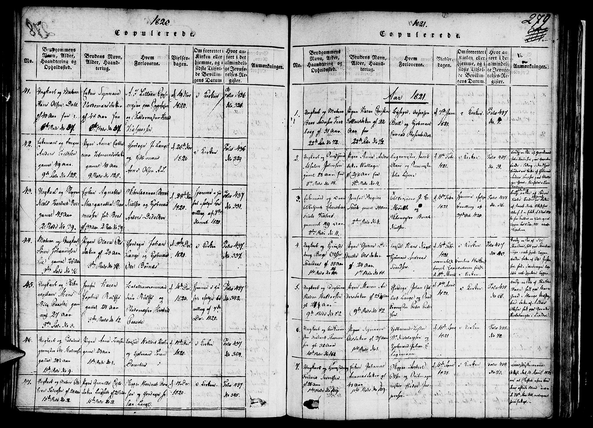 Nykirken Sokneprestembete, SAB/A-77101/H/Haa/L0011: Parish register (official) no. A 11, 1816-1821, p. 279