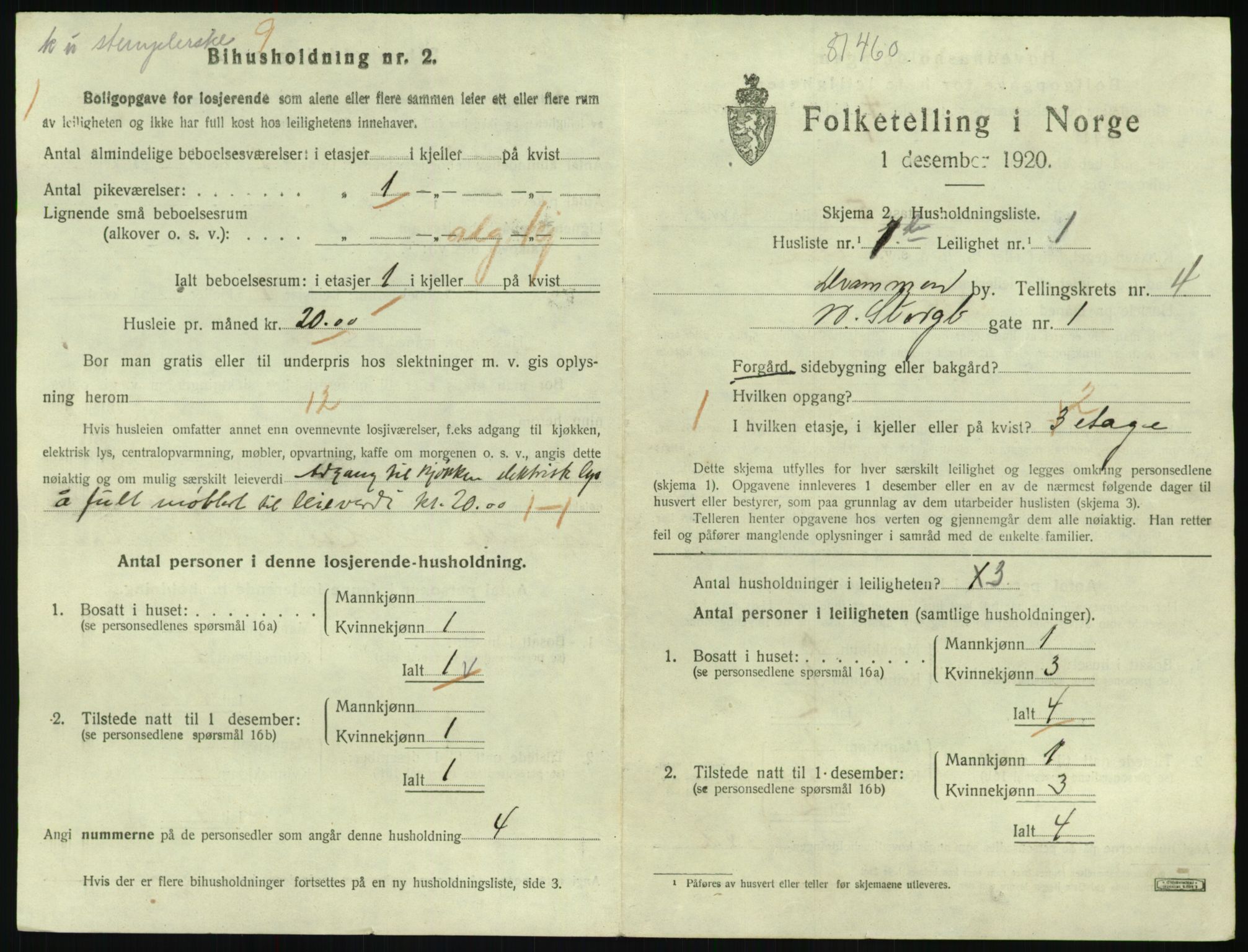 SAKO, 1920 census for Drammen, 1920, p. 9043