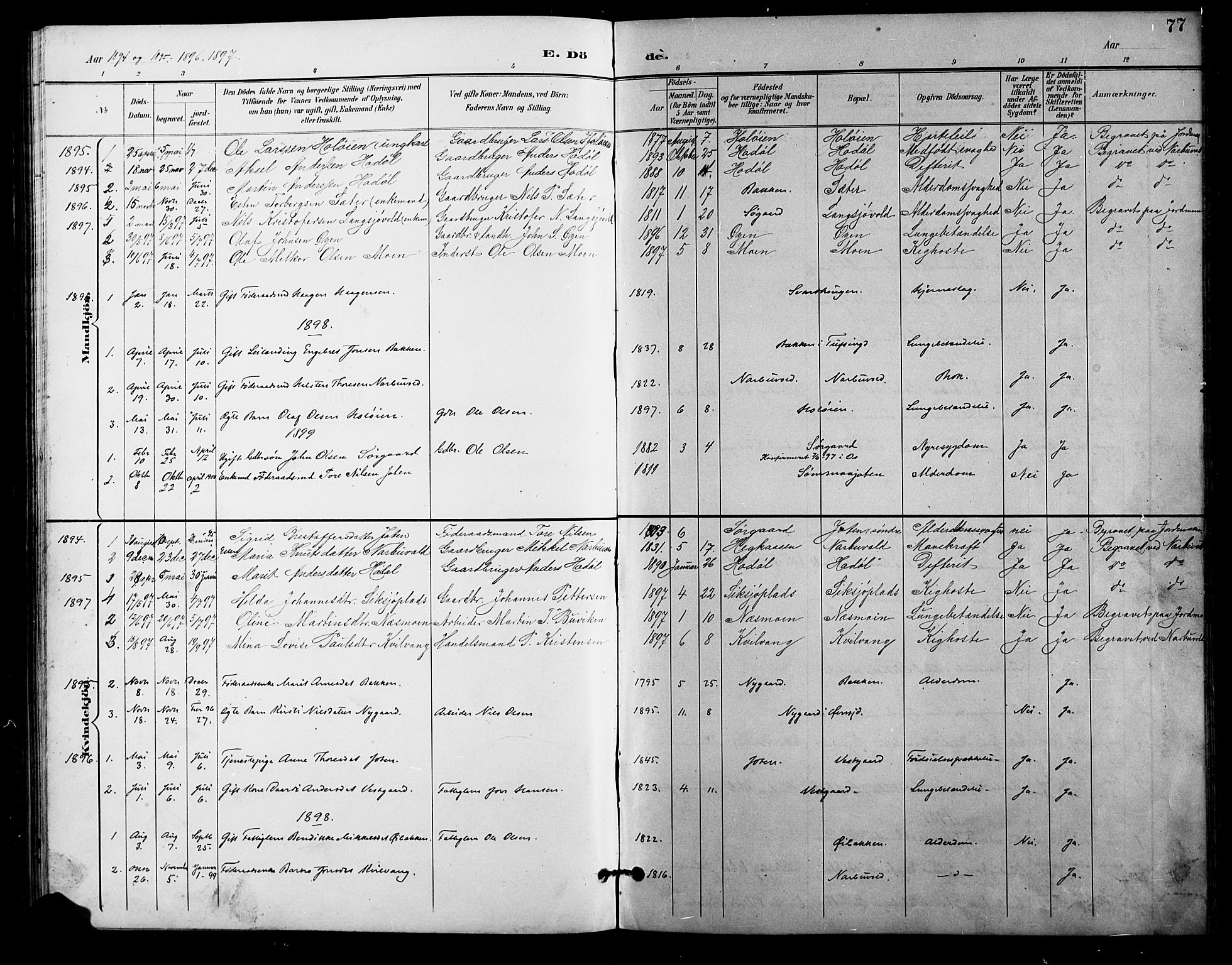 Tolga prestekontor, AV/SAH-PREST-062/L/L0011: Parish register (copy) no. 11, 1894-1925, p. 77