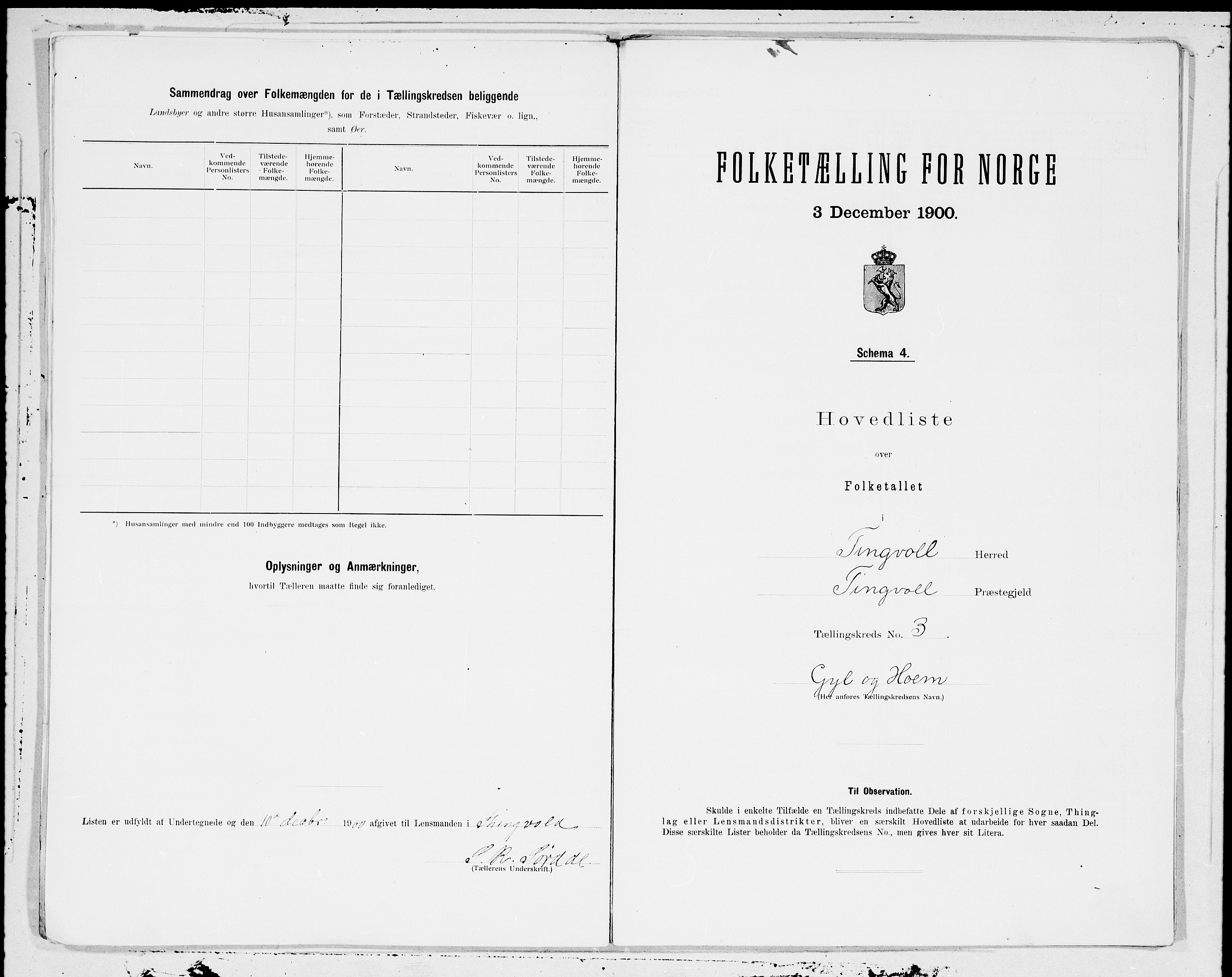 SAT, 1900 census for Tingvoll, 1900, p. 6