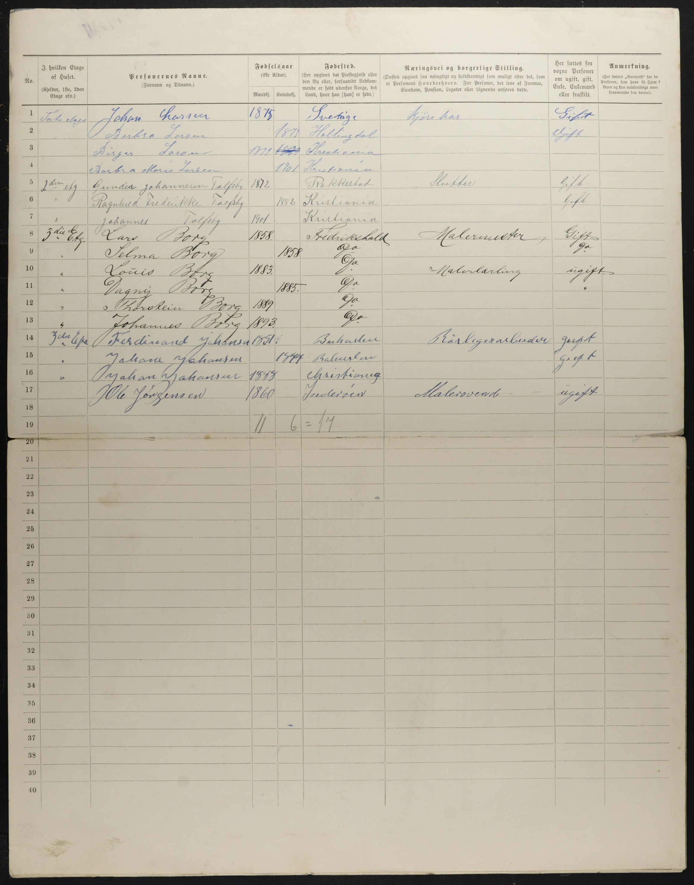 OBA, Municipal Census 1901 for Kristiania, 1901, p. 2500