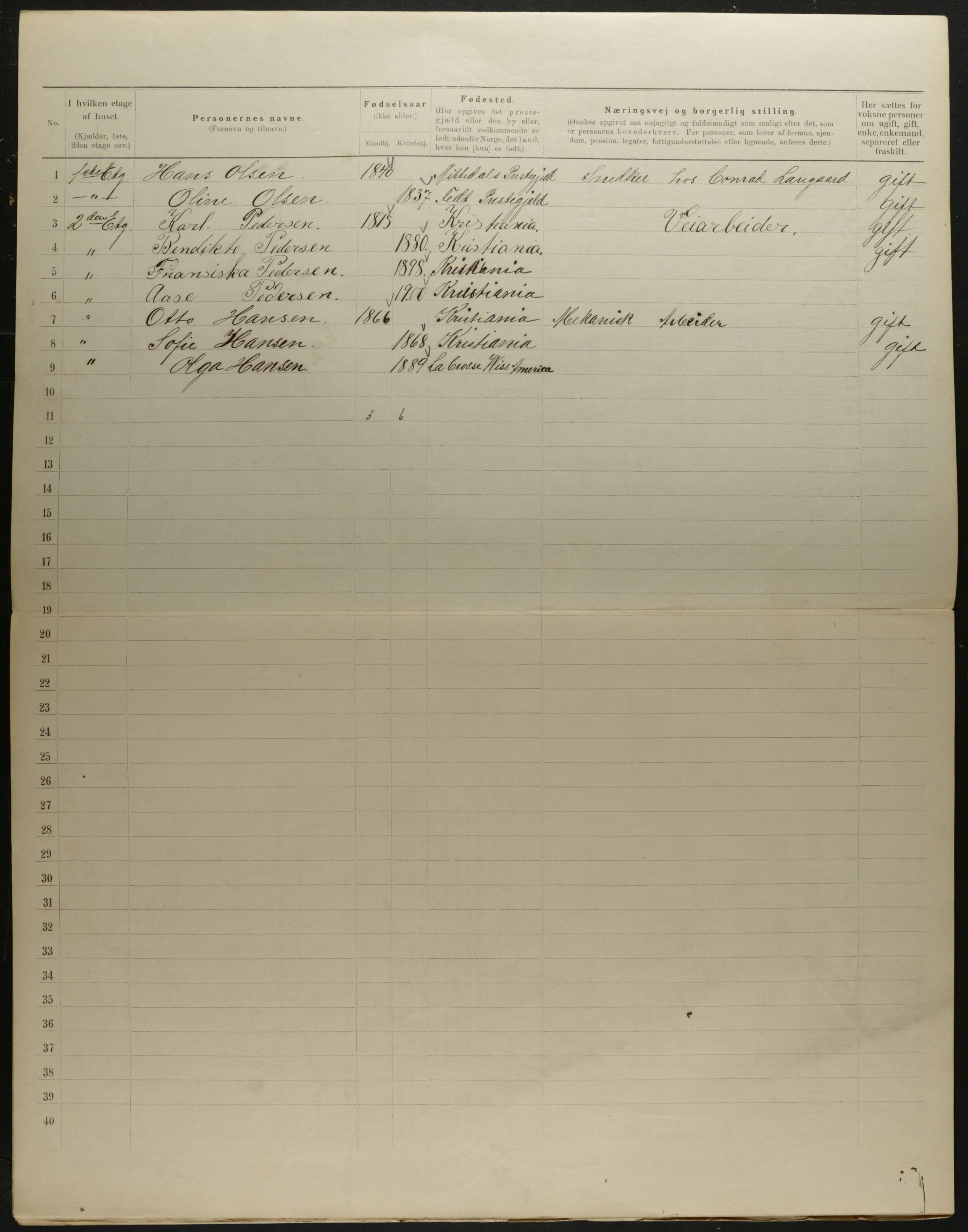 OBA, Municipal Census 1901 for Kristiania, 1901, p. 5523