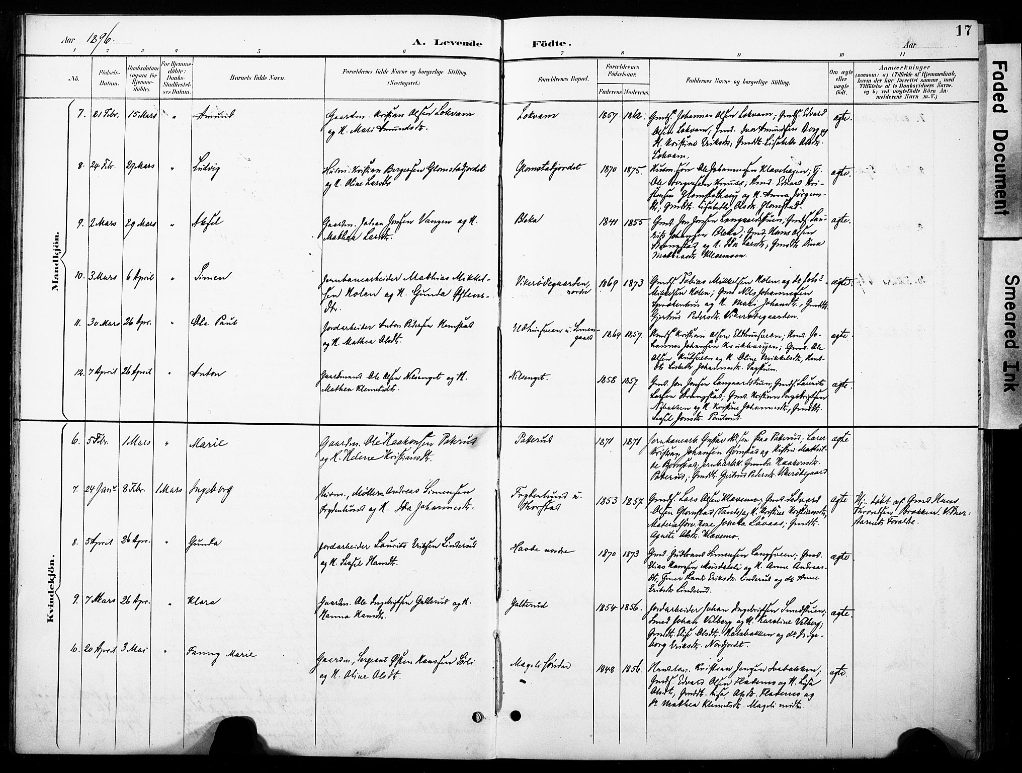 Øyer prestekontor, SAH/PREST-084/H/Ha/Haa/L0011: Parish register (official) no. 11, 1894-1905, p. 17