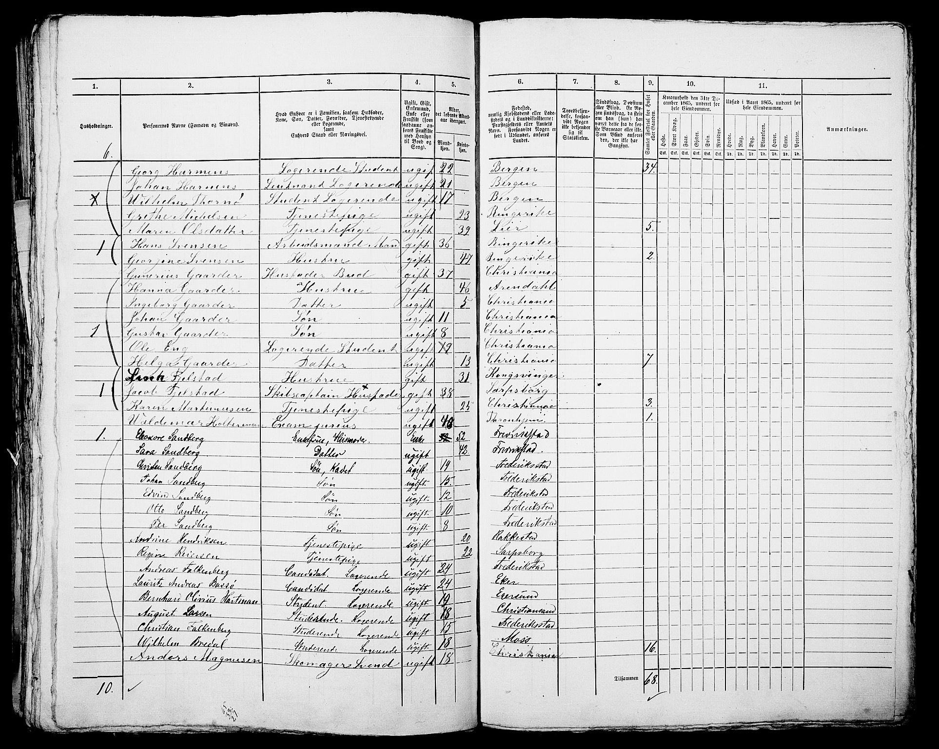 RA, 1865 census for Kristiania, 1865, p. 525