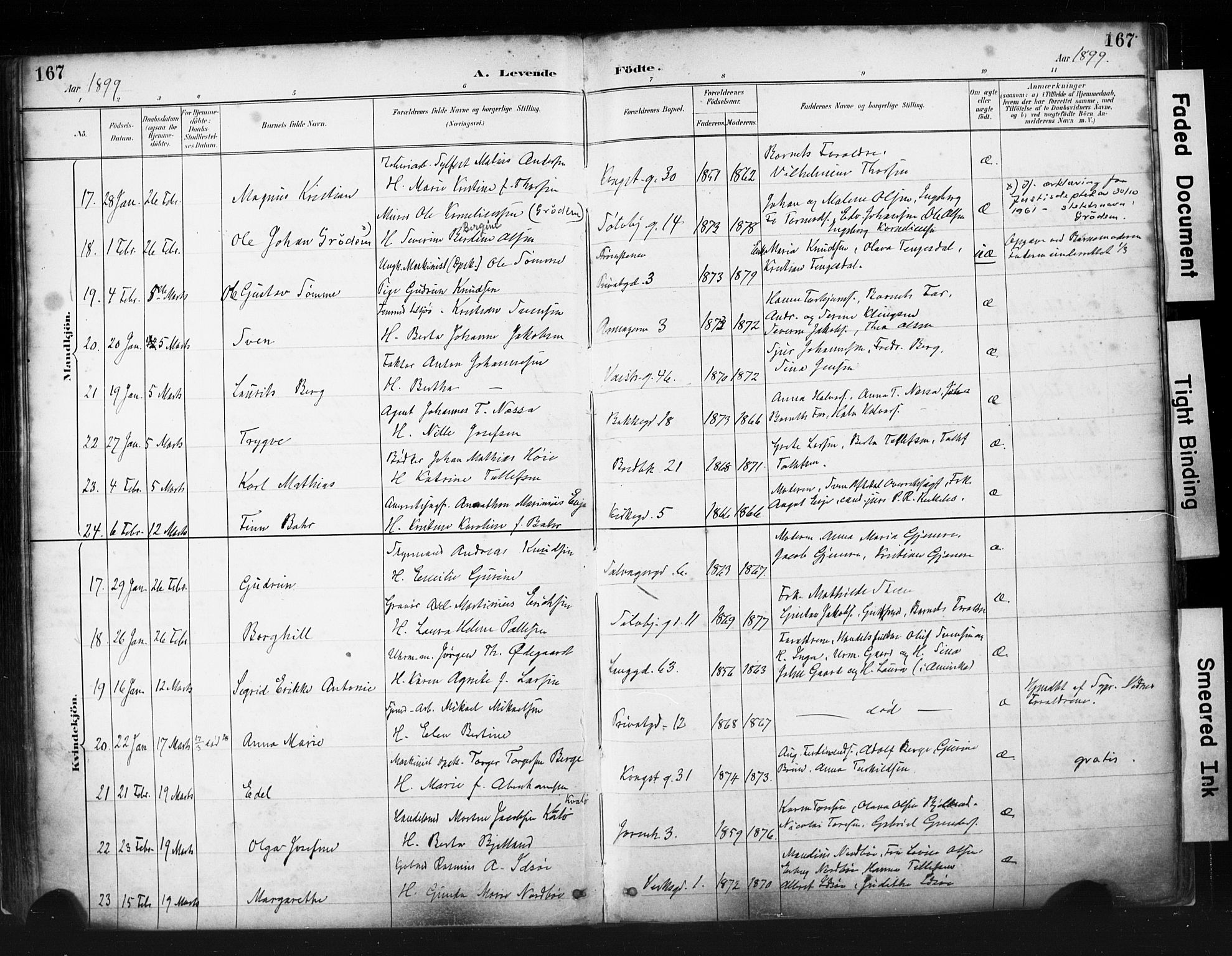 St. Petri sokneprestkontor, AV/SAST-A-101813/001/30/30BA/L0019: Parish register (official) no. A 20, 1888-1901, p. 167