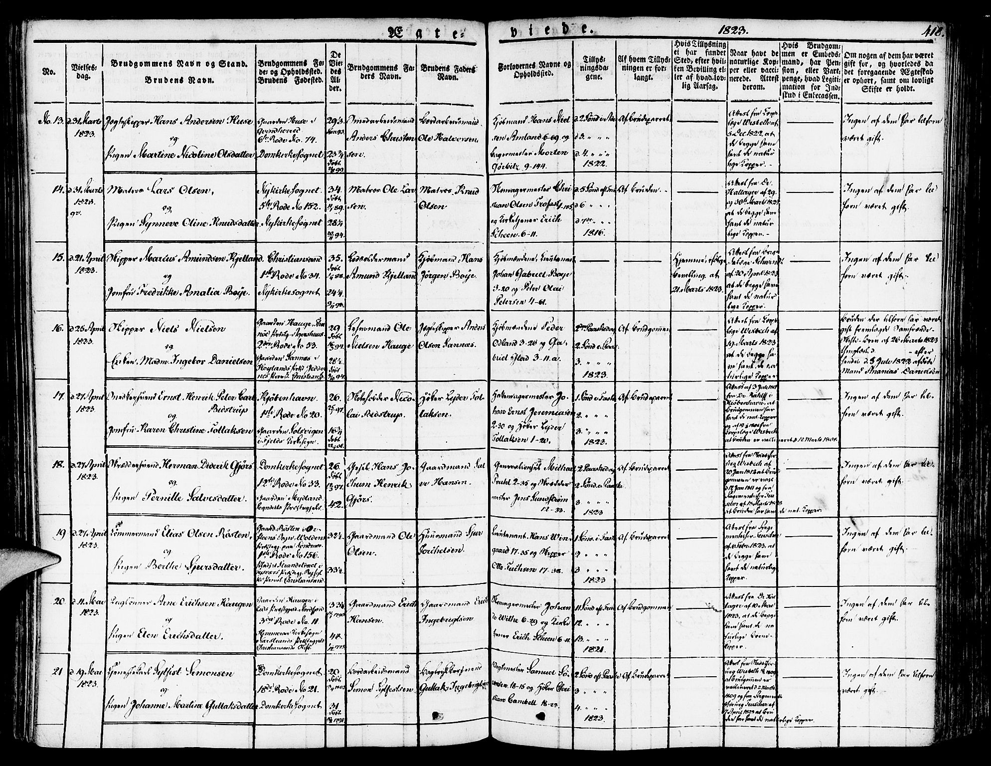 Nykirken Sokneprestembete, SAB/A-77101/H/Haa/L0012: Parish register (official) no. A 12, 1821-1844, p. 418