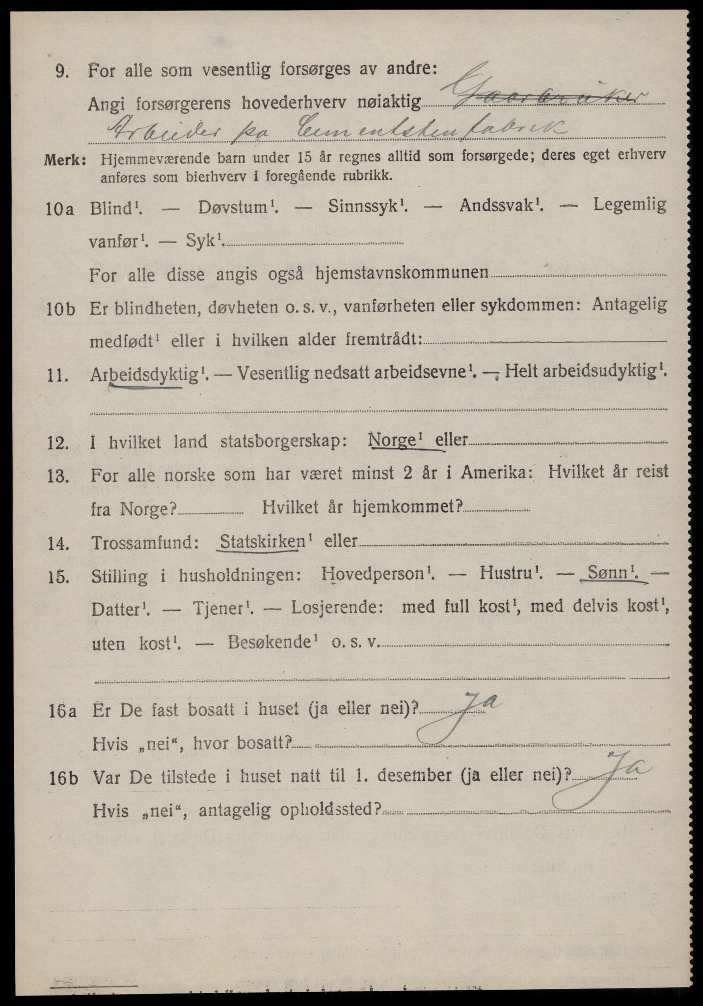 SAT, 1920 census for Volda, 1920, p. 12927