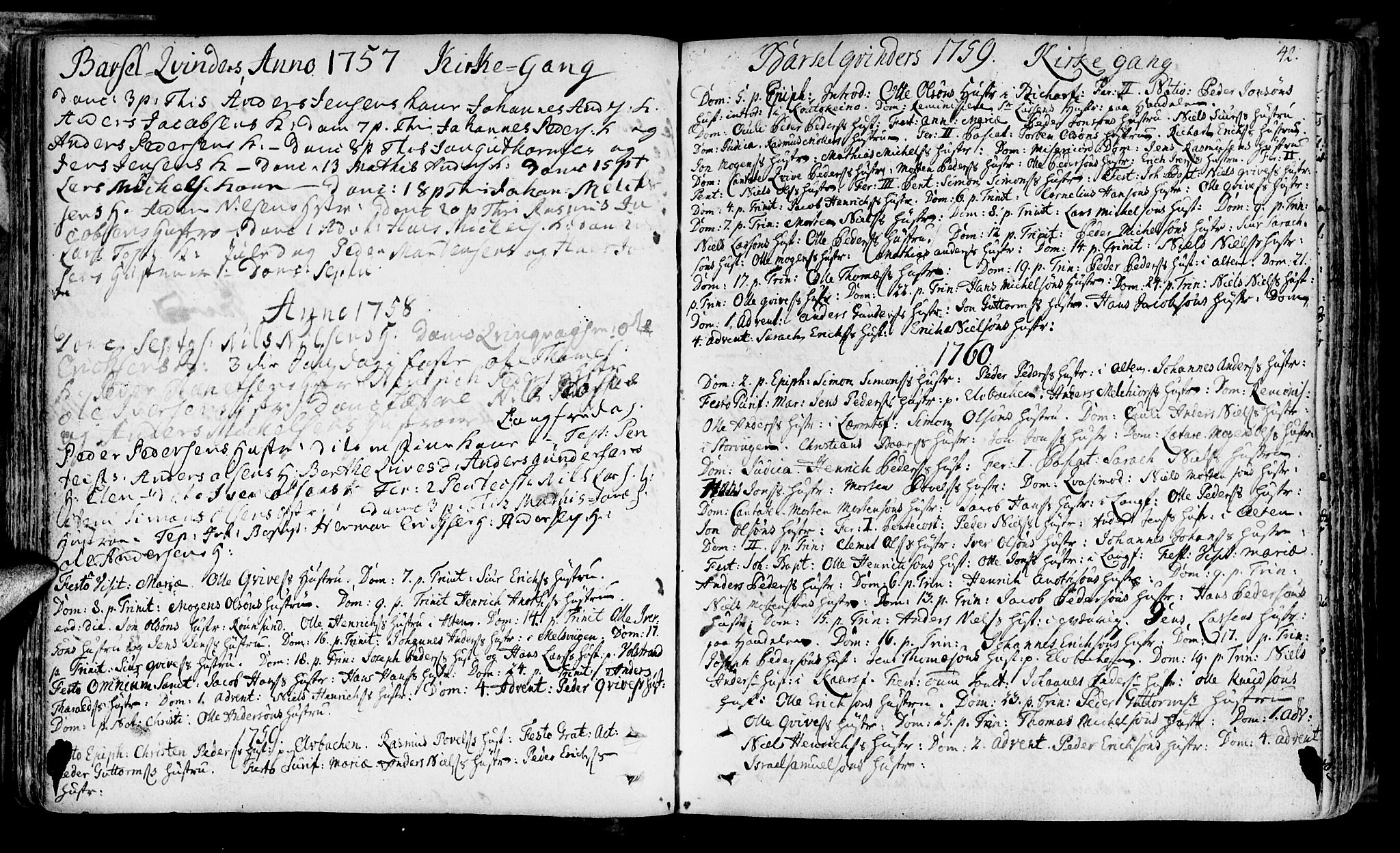 Talvik sokneprestkontor, SATØ/S-1337/H/Ha/L0004kirke: Parish register (official) no. 4, 1752-1772, p. 42