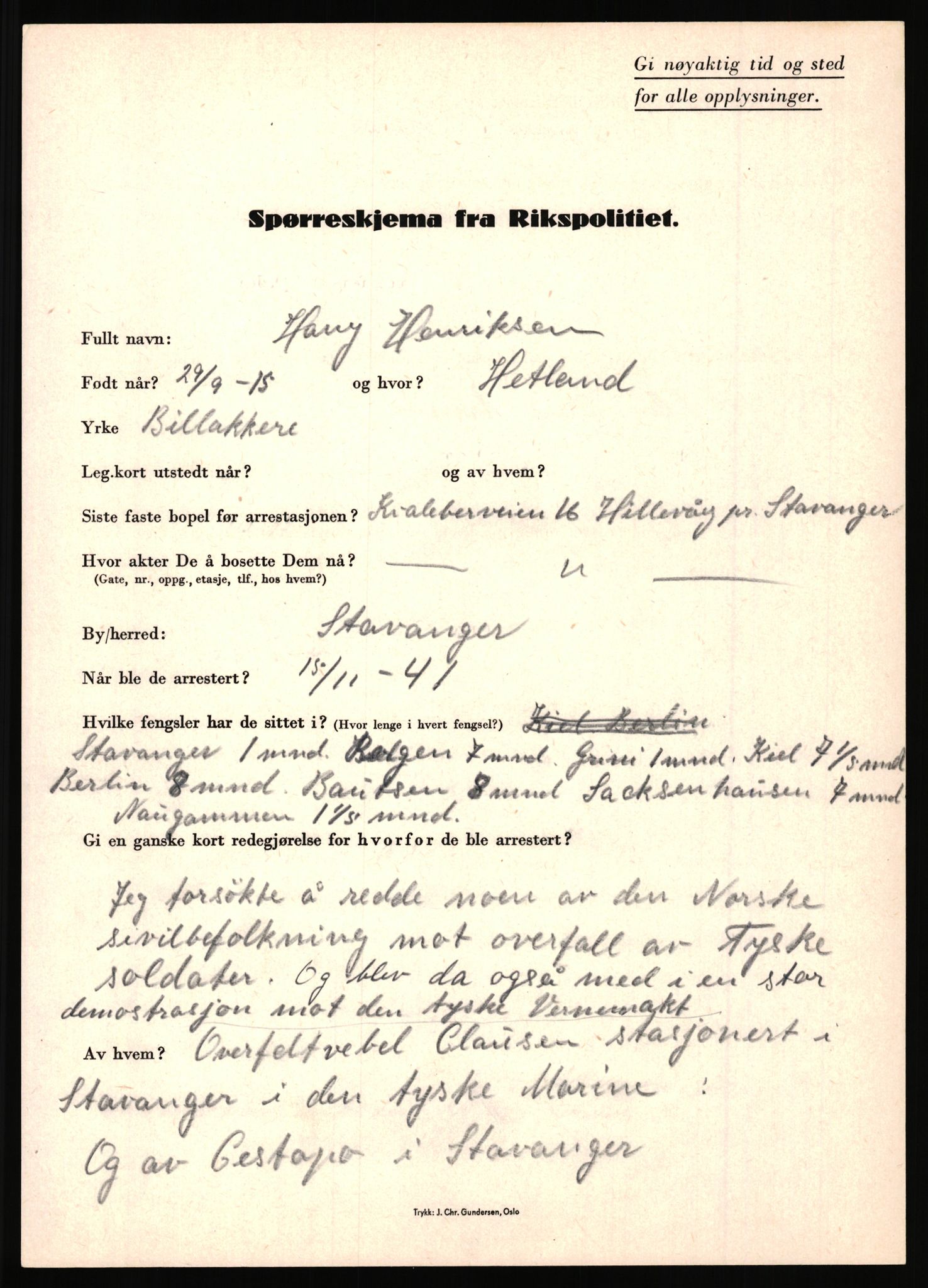 Rikspolitisjefen, AV/RA-S-1560/L/L0007: Heen, Erik C. - Iversen, Trygve, 1940-1945, p. 59