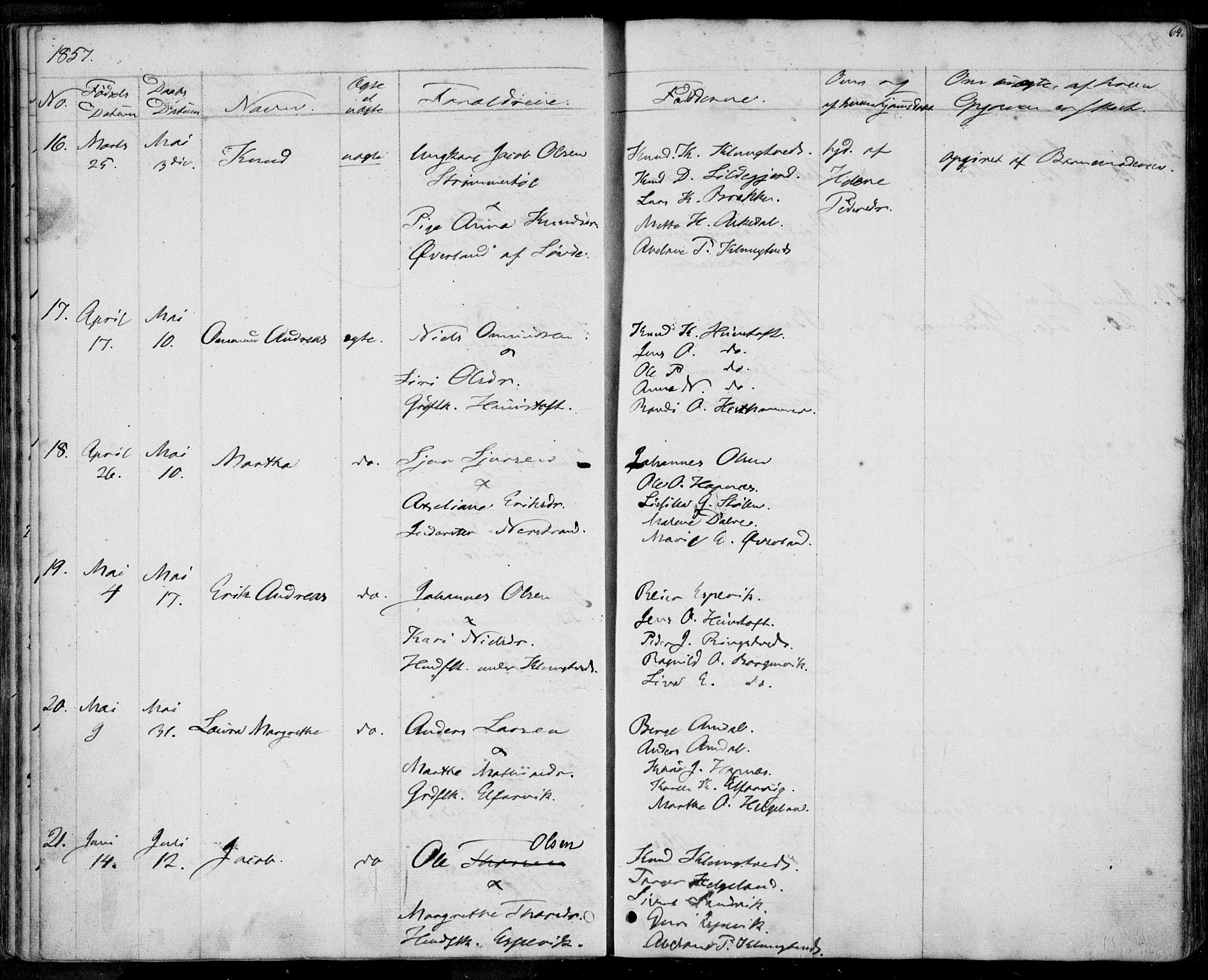 Nedstrand sokneprestkontor, AV/SAST-A-101841/01/IV: Parish register (official) no. A 8, 1839-1860, p. 64