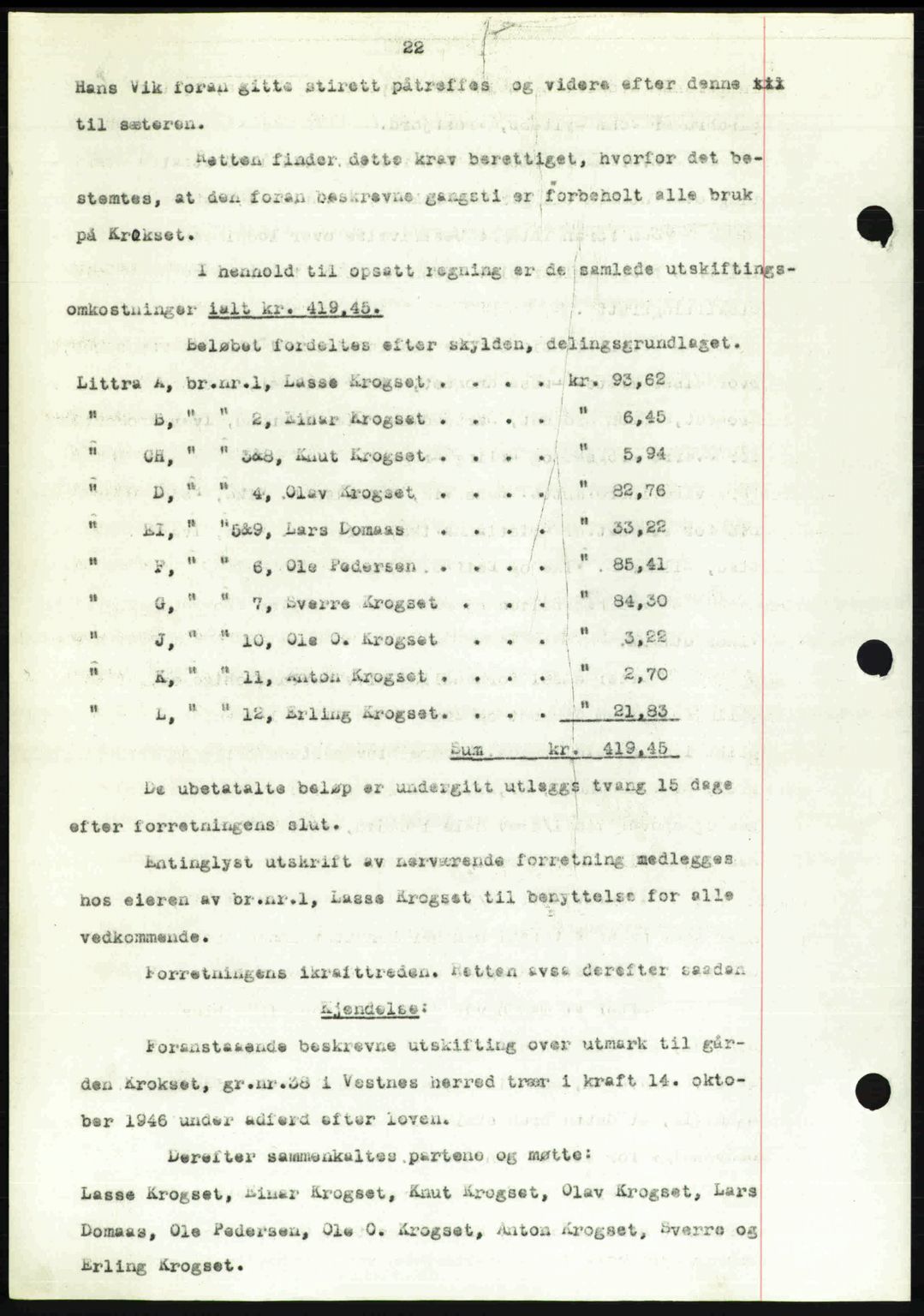 Romsdal sorenskriveri, AV/SAT-A-4149/1/2/2C: Mortgage book no. A21, 1946-1946, Diary no: : 2390/1946