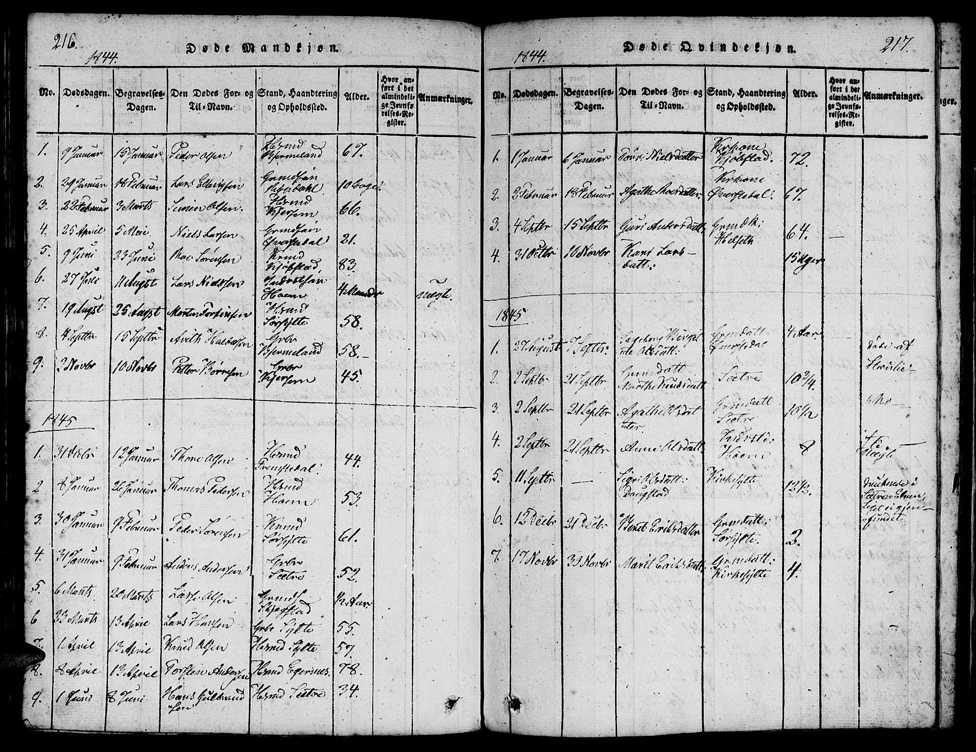 Ministerialprotokoller, klokkerbøker og fødselsregistre - Møre og Romsdal, AV/SAT-A-1454/541/L0544: Parish register (official) no. 541A01, 1818-1847, p. 216-217