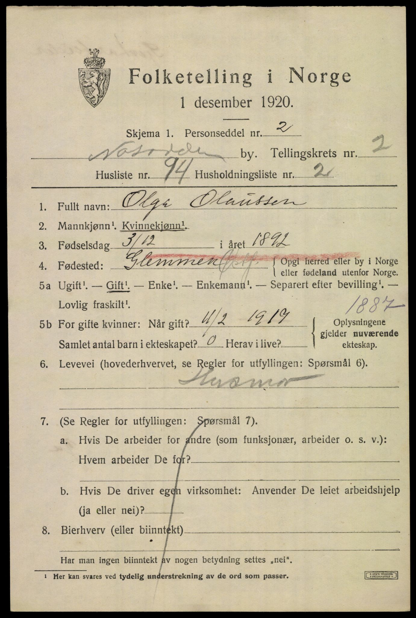 SAKO, 1920 census for Notodden, 1920, p. 8298