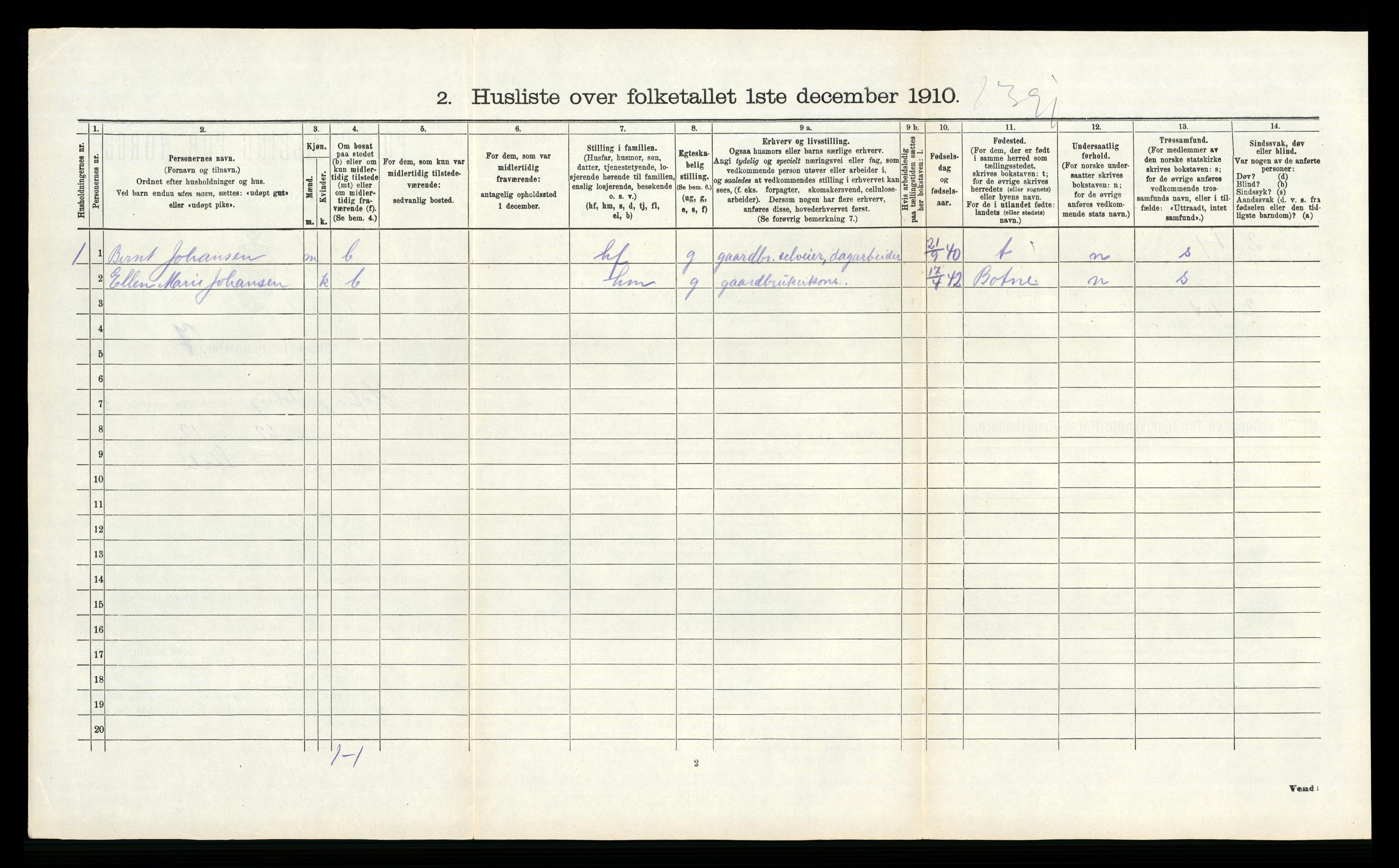 RA, 1910 census for Hof, 1910, p. 503