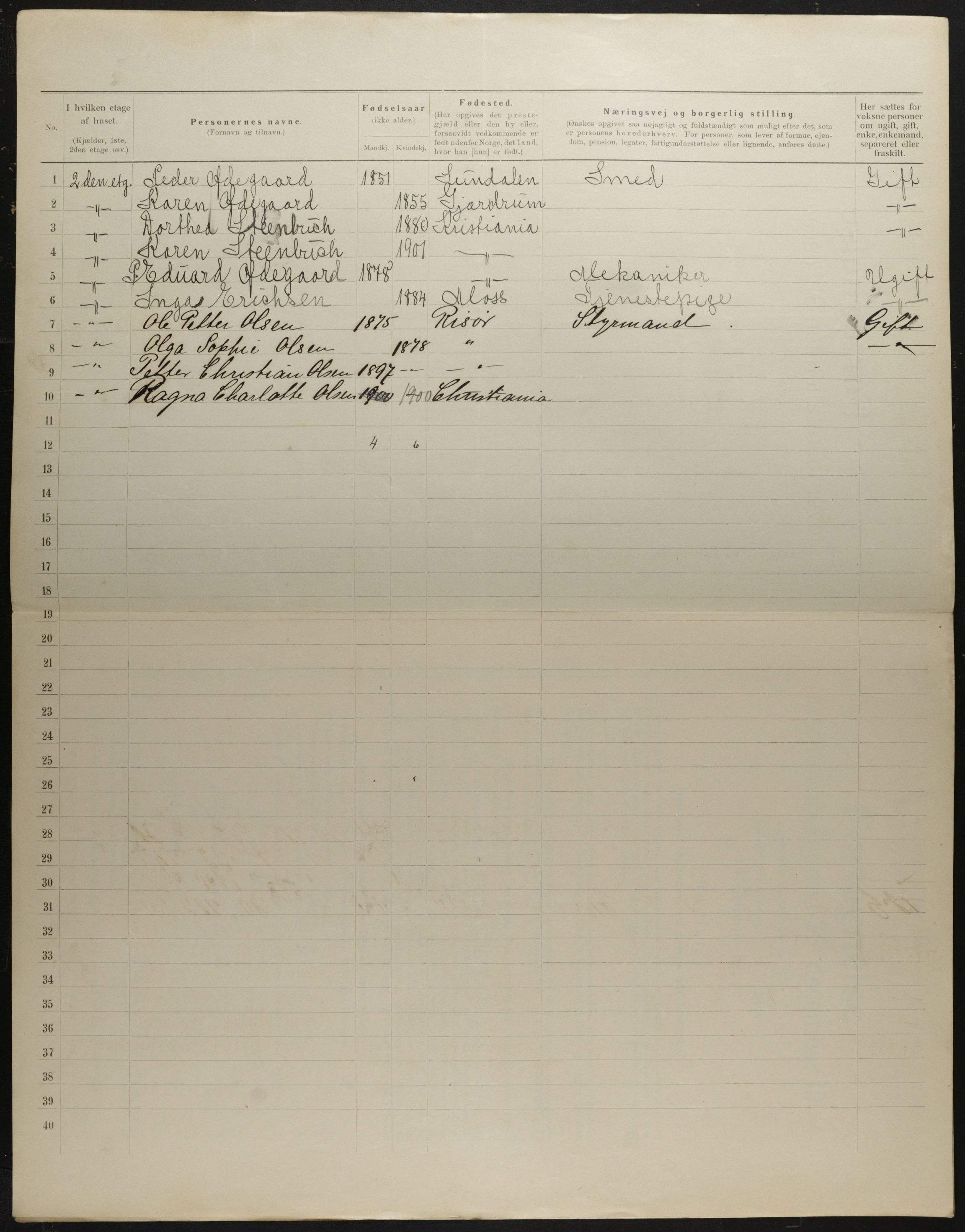 OBA, Municipal Census 1901 for Kristiania, 1901, p. 2798