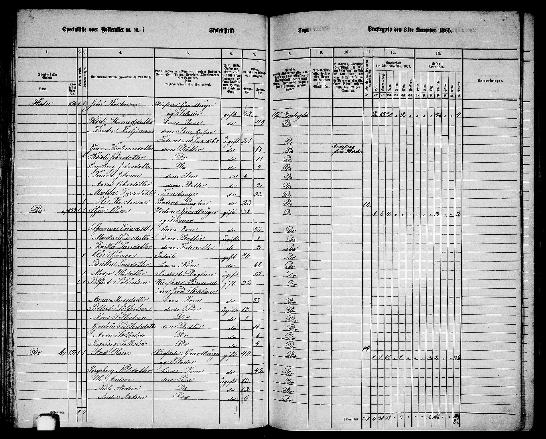 RA, 1865 census for Voss, 1865, p. 93