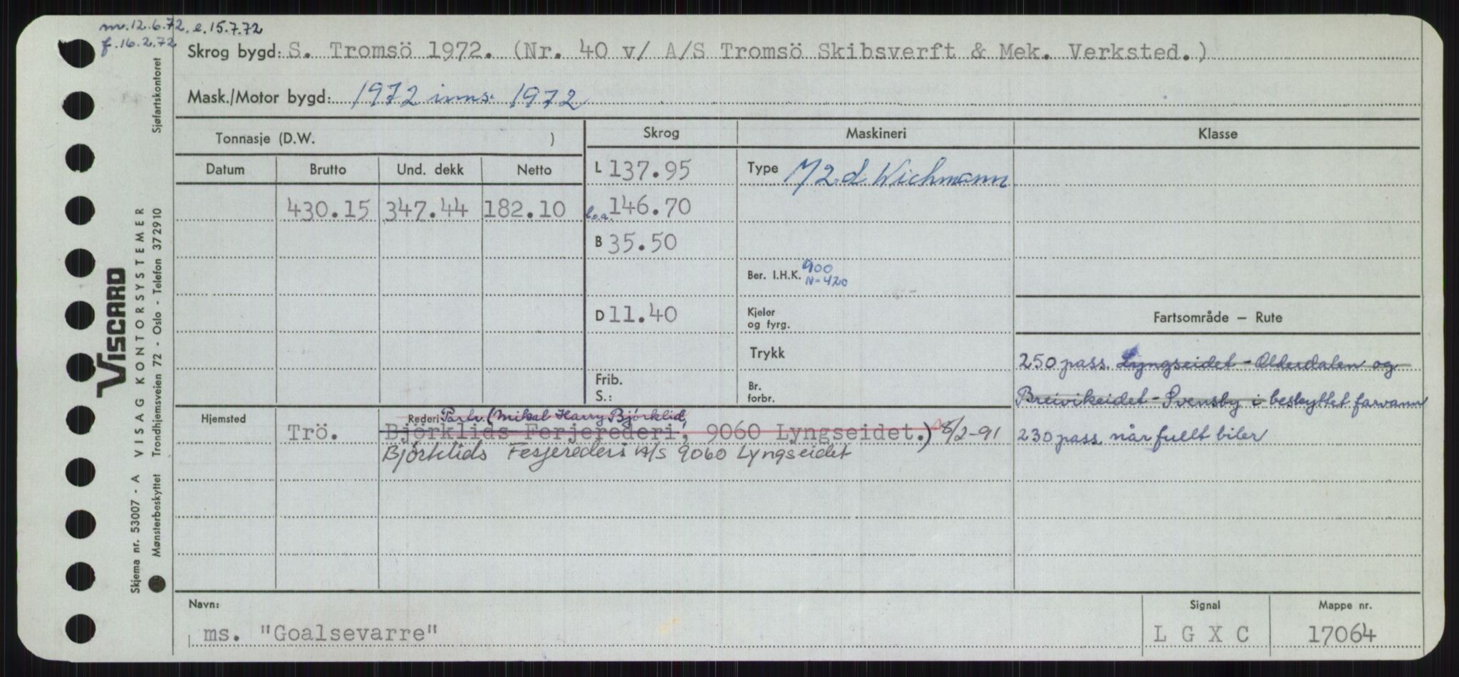 Sjøfartsdirektoratet med forløpere, Skipsmålingen, RA/S-1627/H/Ha/L0002/0002: Fartøy, Eik-Hill / Fartøy, G-Hill, p. 189