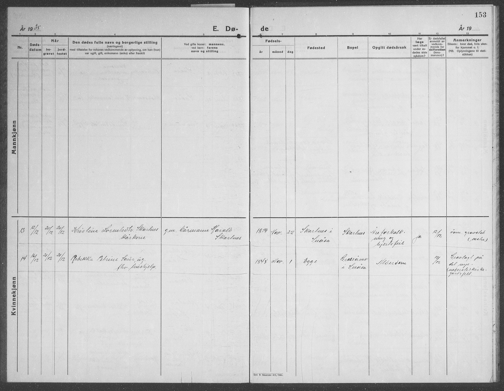 Ministerialprotokoller, klokkerbøker og fødselsregistre - Nord-Trøndelag, SAT/A-1458/749/L0481: Parish register (copy) no. 749C03, 1933-1945, p. 153