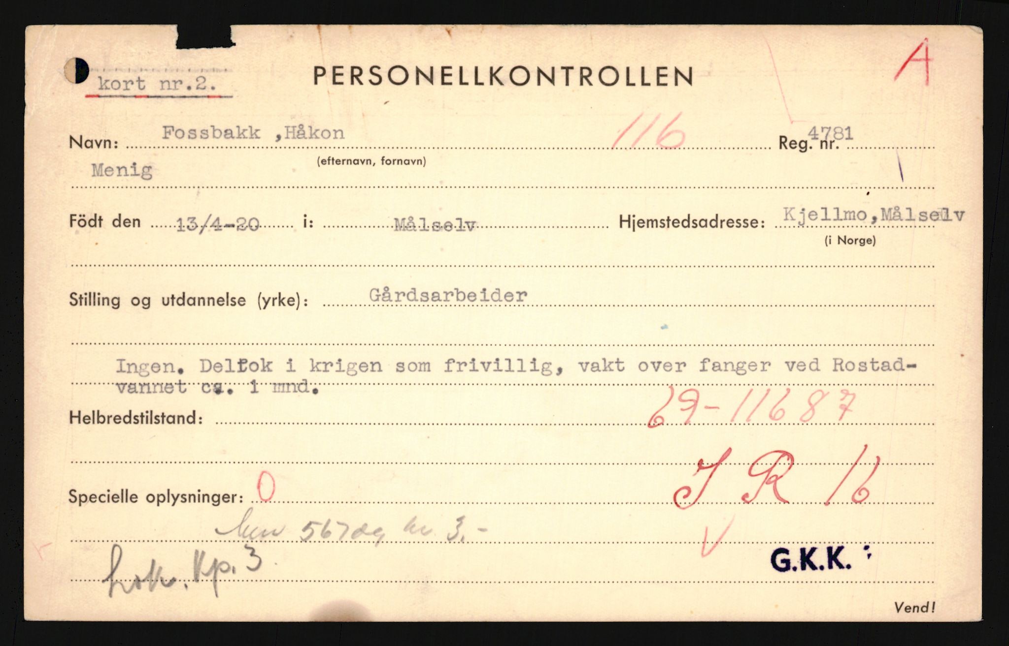 Forsvaret, Troms infanteriregiment nr. 16, AV/RA-RAFA-3146/P/Pa/L0024/0002: Rulleblad / Rulleblad for regimentets menige mannskaper, årsklasse 1941, 1941, p. 68