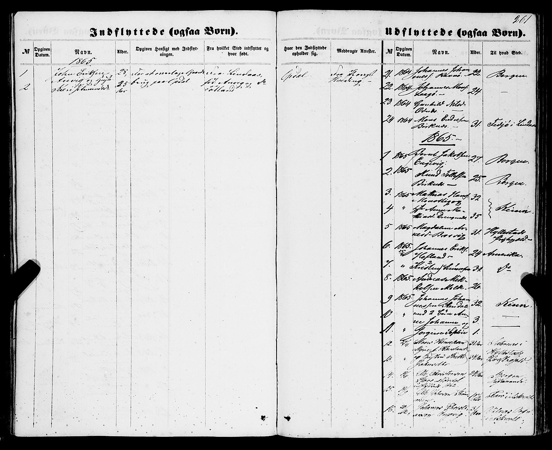 Gulen sokneprestembete, AV/SAB-A-80201/H/Haa/Haaa/L0022: Parish register (official) no. A 22, 1859-1869, p. 261