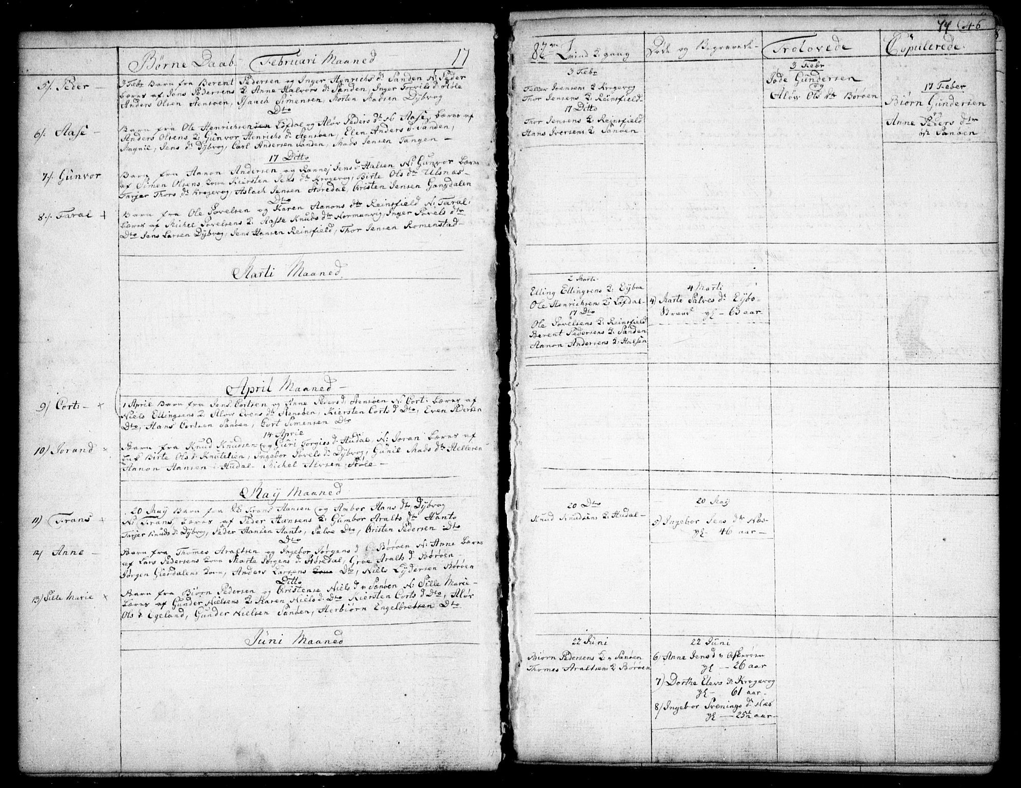 Dypvåg sokneprestkontor, SAK/1111-0007/F/Fb/Fba/L0007: Parish register (copy) no. B 7, 1762-1810, p. 44