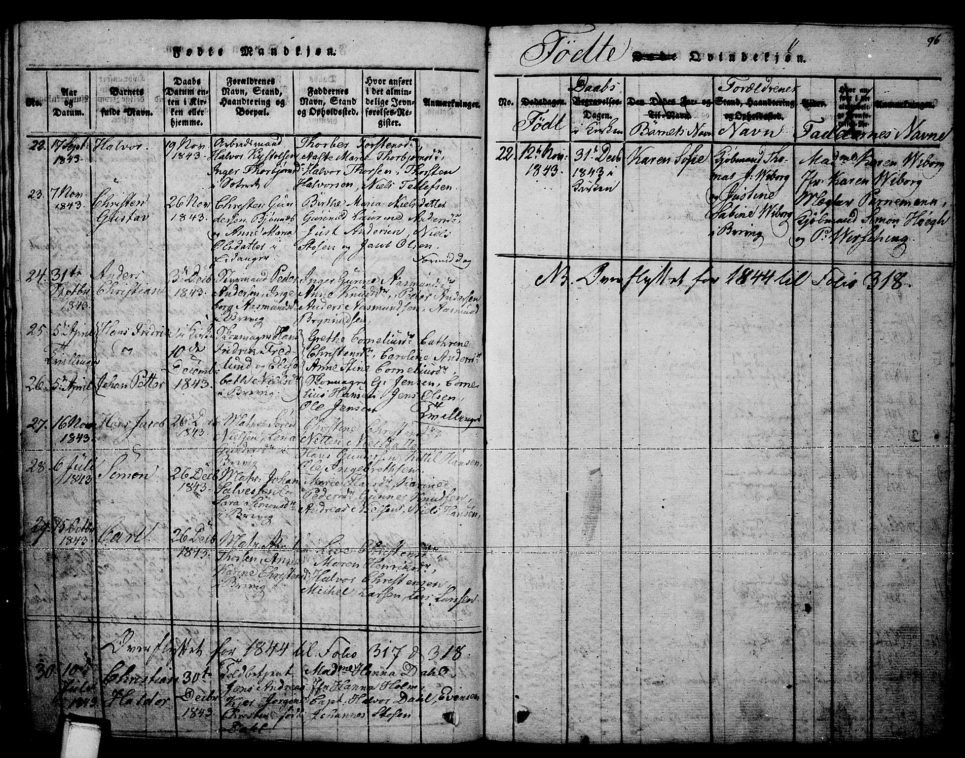 Brevik kirkebøker, SAKO/A-255/F/Fa/L0004: Parish register (official) no. 4, 1814-1846, p. 96
