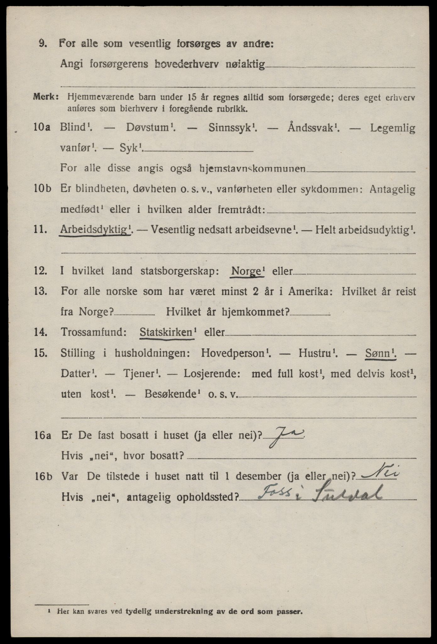 SAST, 1920 census for Suldal, 1920, p. 2709