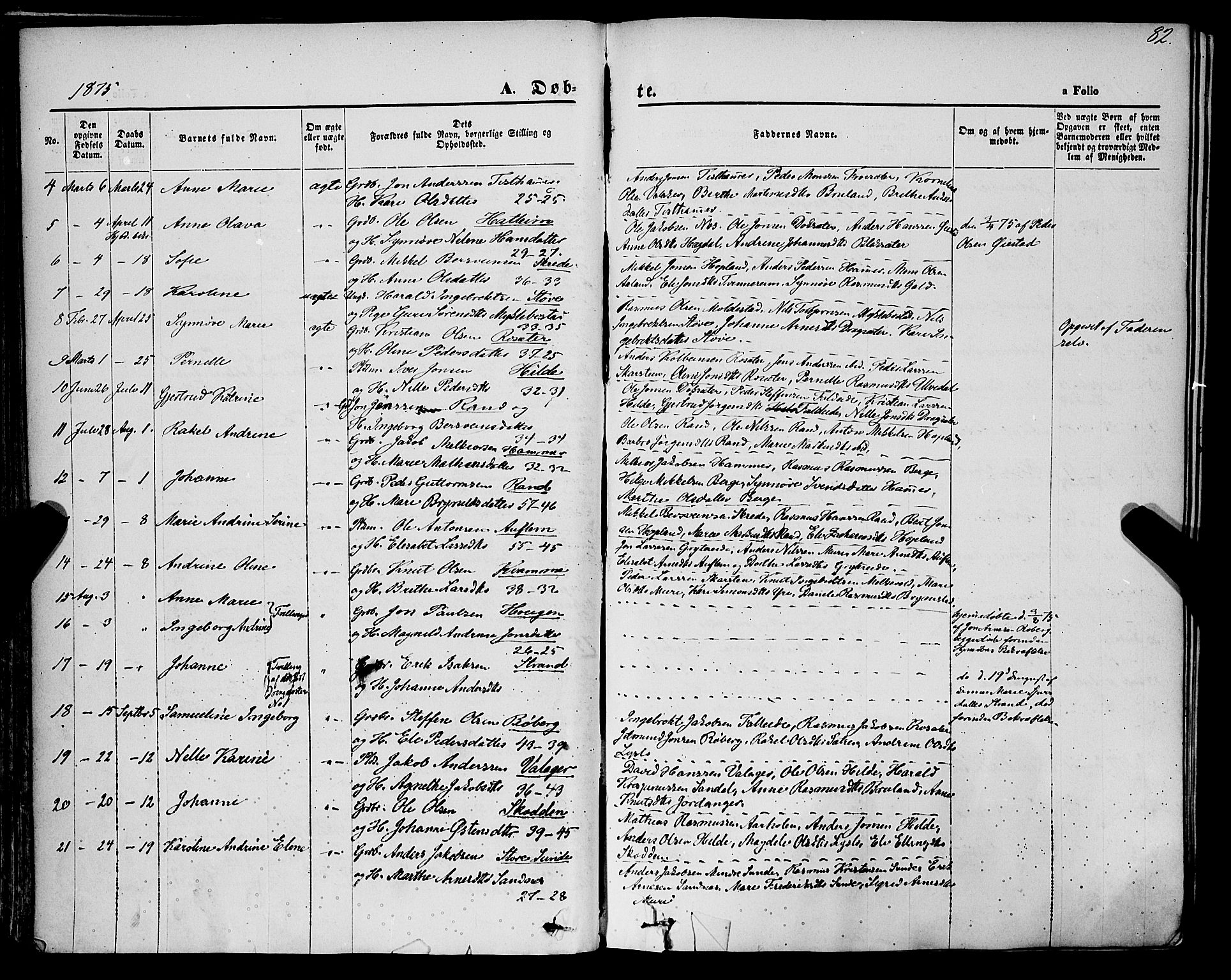 Innvik sokneprestembete, AV/SAB-A-80501: Parish register (official) no. A 6, 1865-1878, p. 82