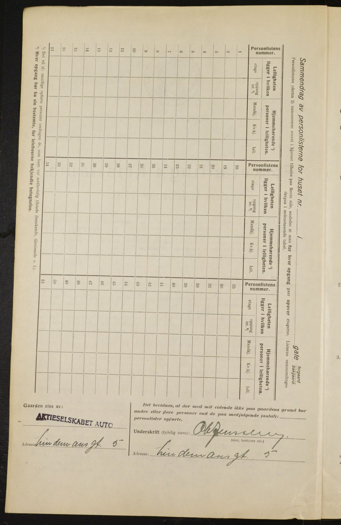 OBA, Municipal Census 1916 for Kristiania, 1916, p. 58993