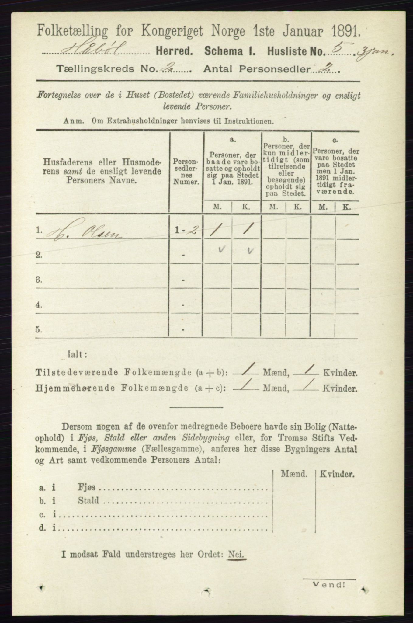 RA, 1891 census for 0138 Hobøl, 1891, p. 931