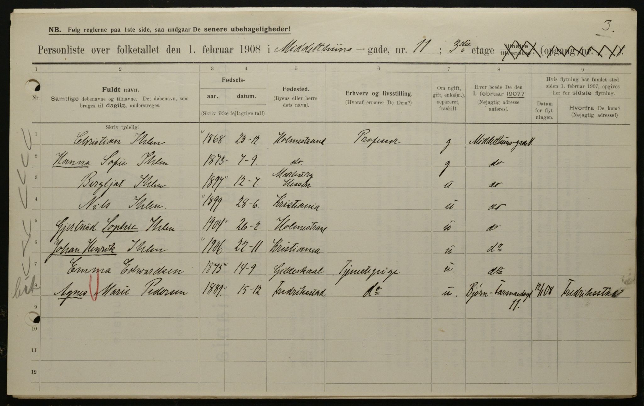 OBA, Municipal Census 1908 for Kristiania, 1908, p. 58572