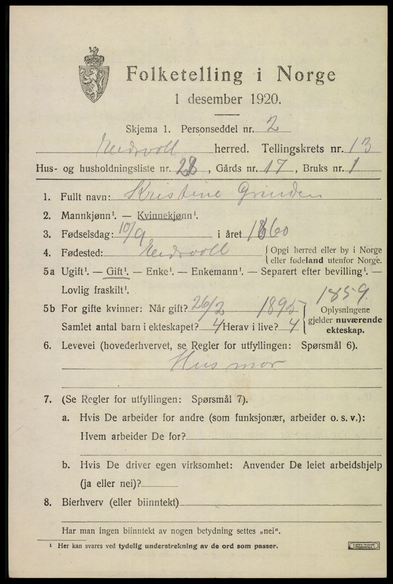 SAO, 1920 census for Eidsvoll, 1920, p. 20275