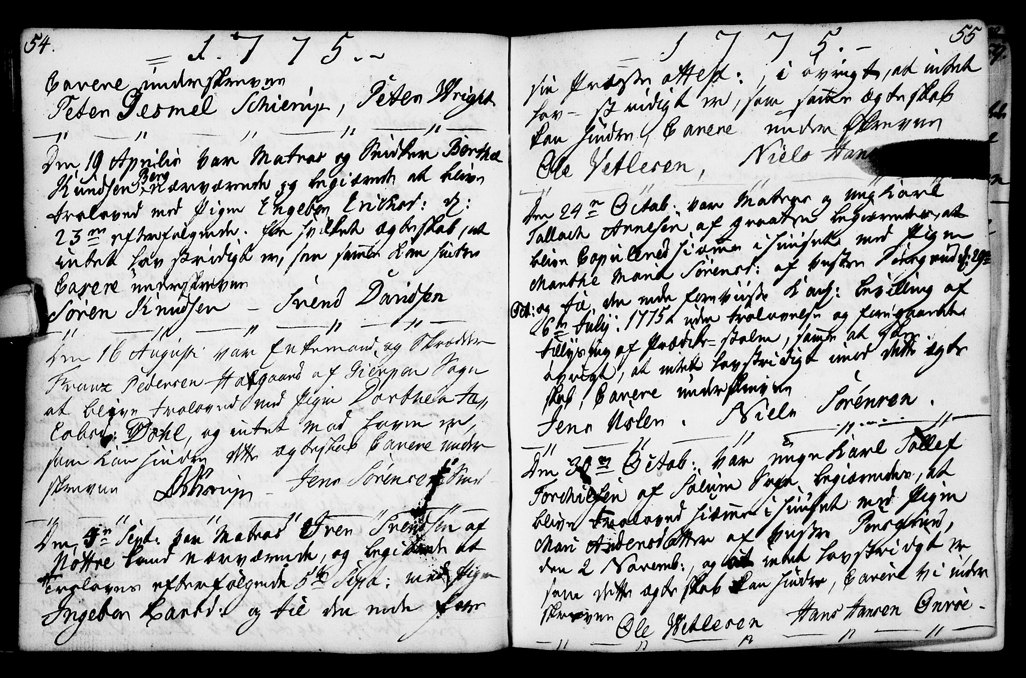 Porsgrunn kirkebøker , SAKO/A-104/F/Fa/L0003: Parish register (official) no. 3, 1764-1814, p. 54-55