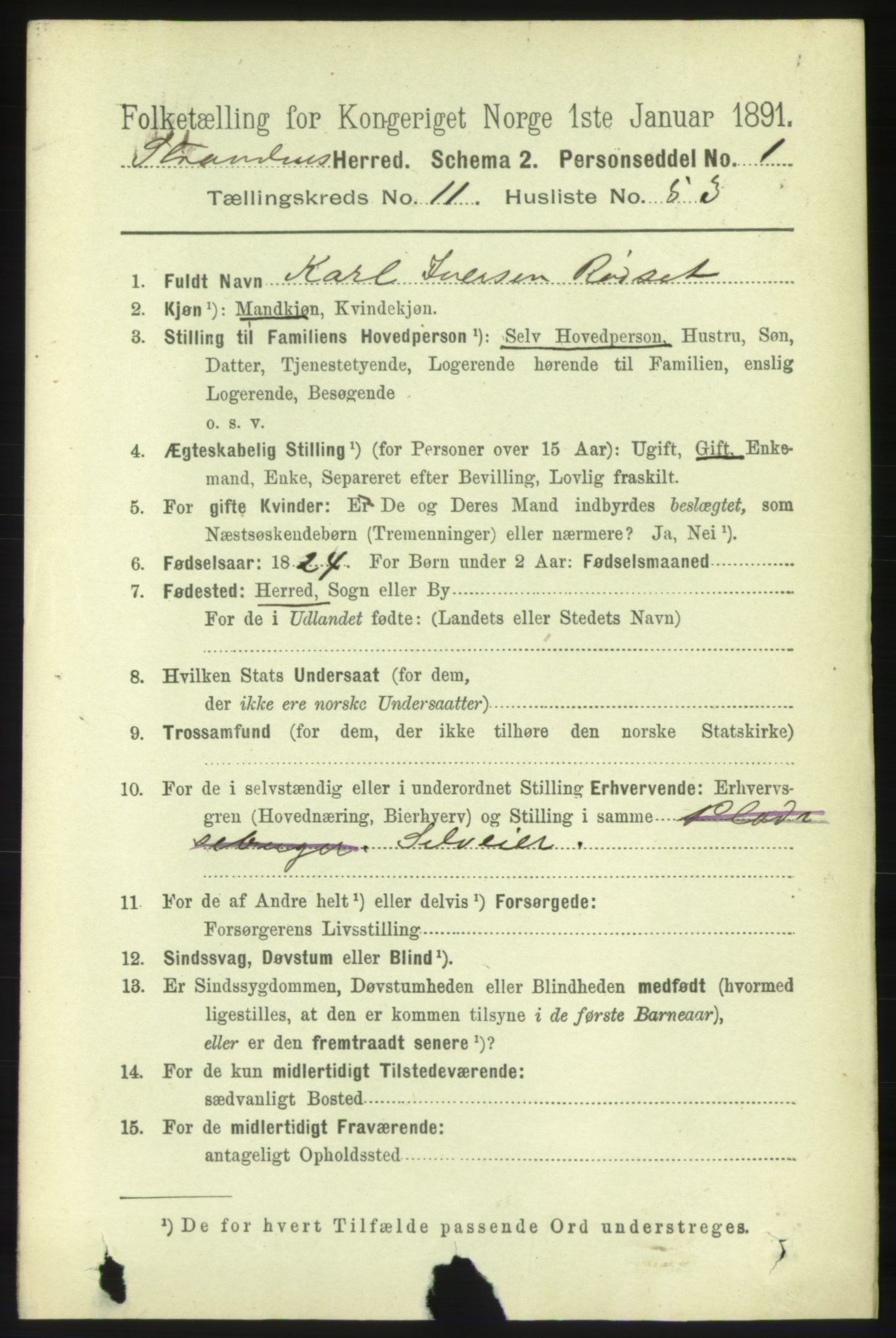 RA, 1891 census for 1525 Stranda, 1891, p. 2565