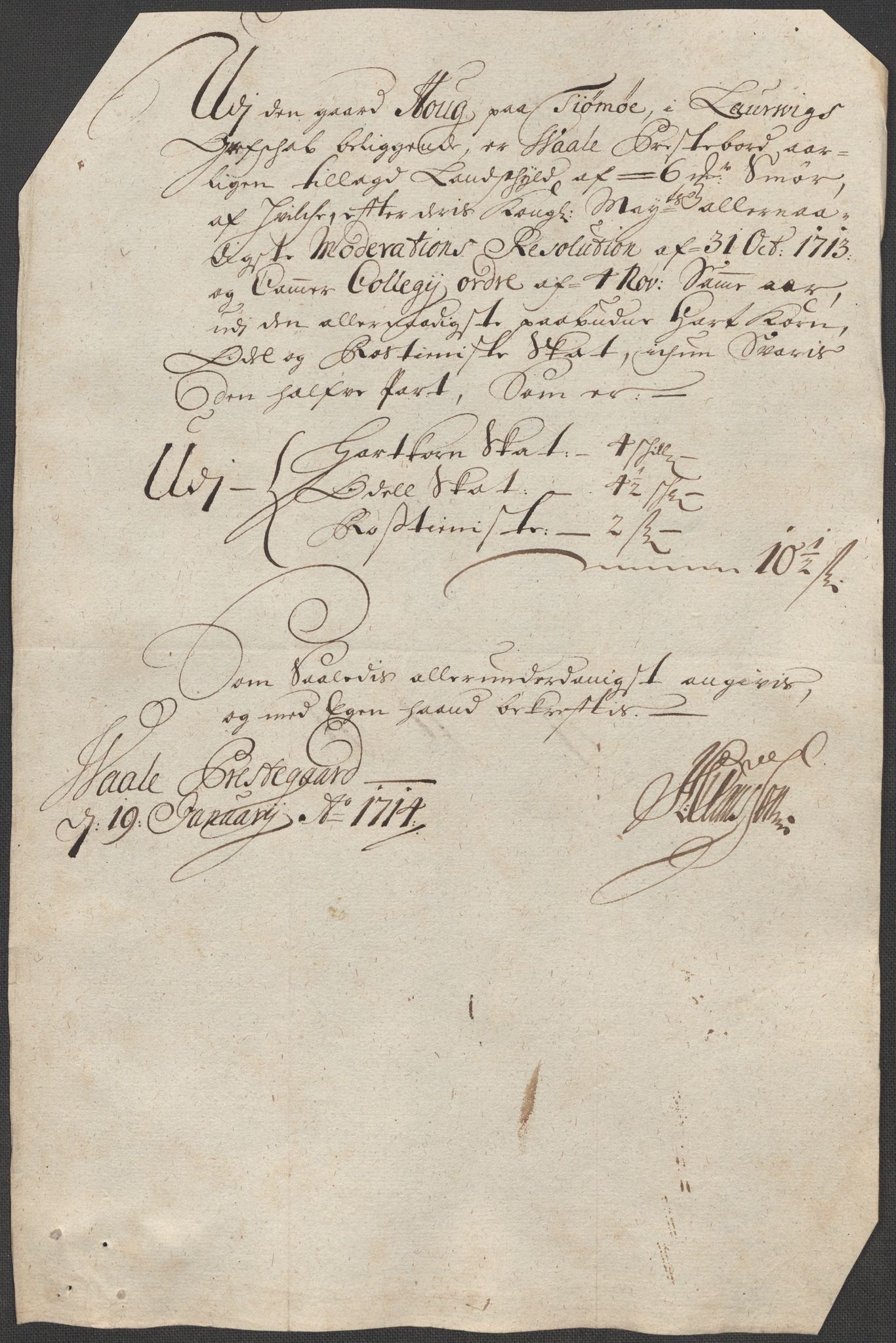 Rentekammeret inntil 1814, Reviderte regnskaper, Fogderegnskap, RA/EA-4092/R33/L1985: Fogderegnskap Larvik grevskap, 1713, p. 284