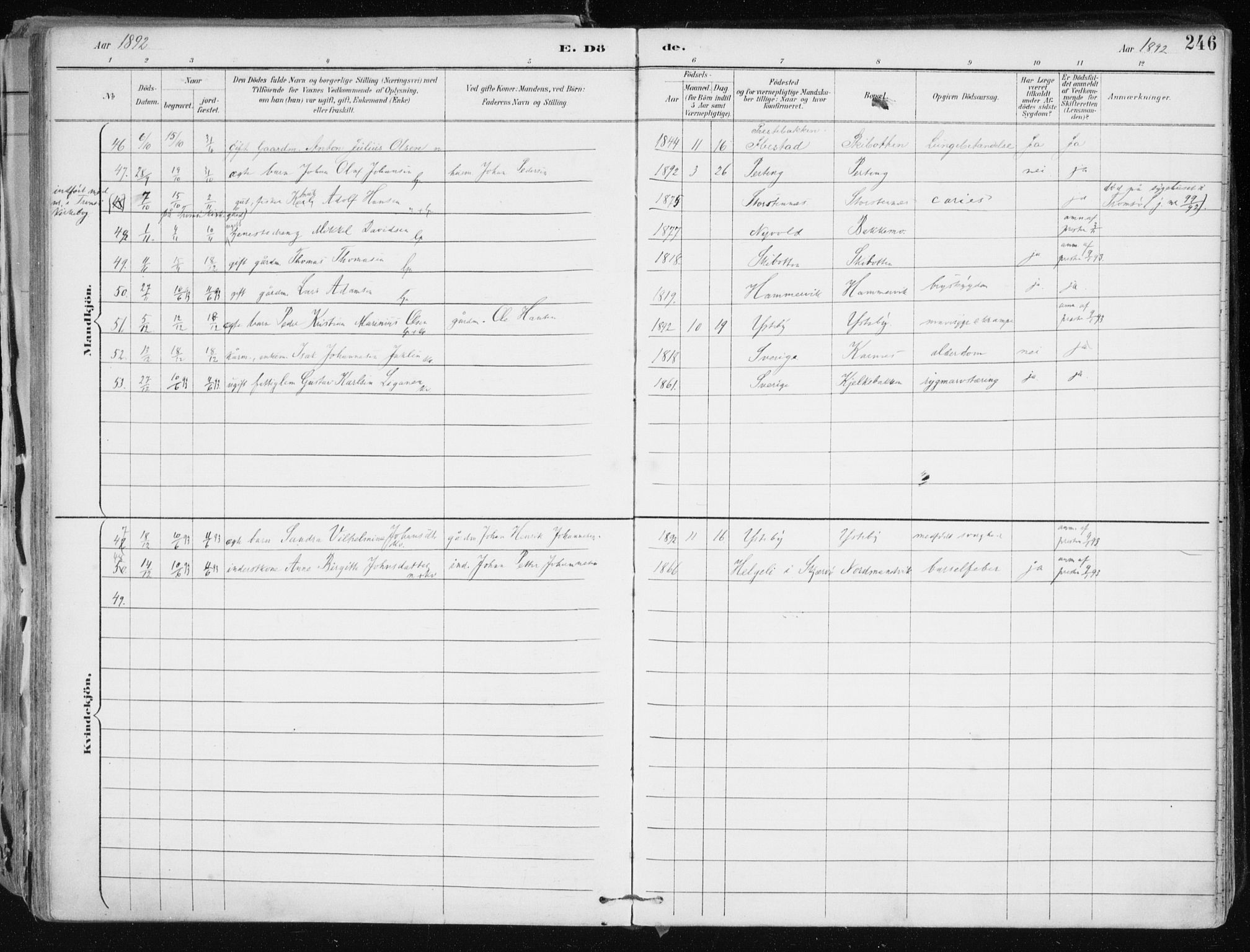 Lyngen sokneprestembete, AV/SATØ-S-1289/H/He/Hea/L0008kirke: Parish register (official) no. 8, 1891-1902, p. 246