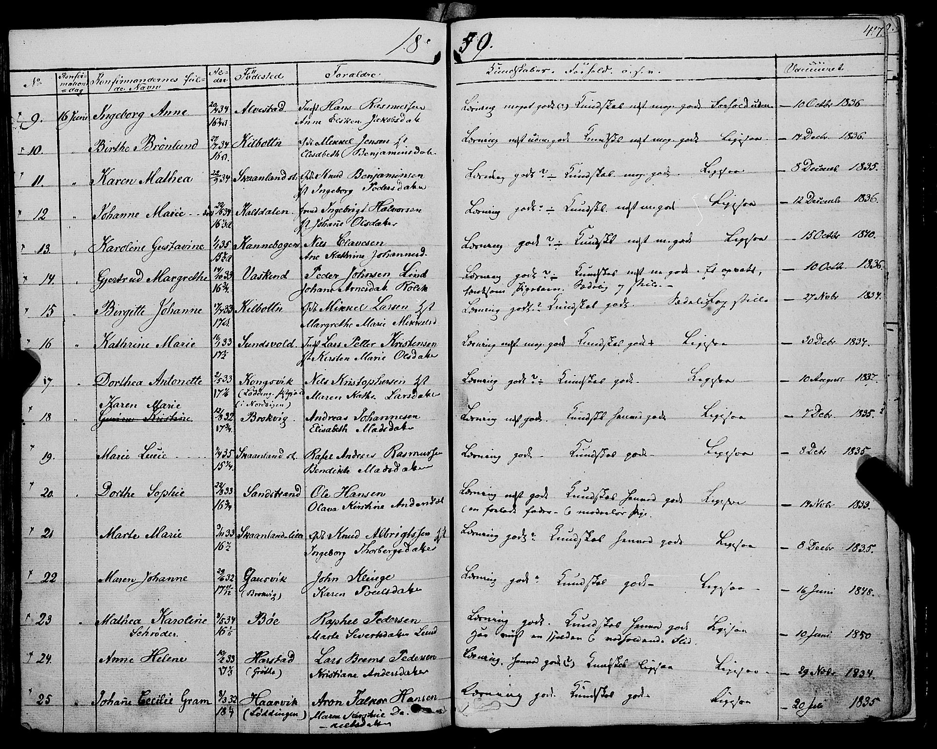 Trondenes sokneprestkontor, AV/SATØ-S-1319/H/Ha/L0009kirke: Parish register (official) no. 9, 1841-1852, p. 417