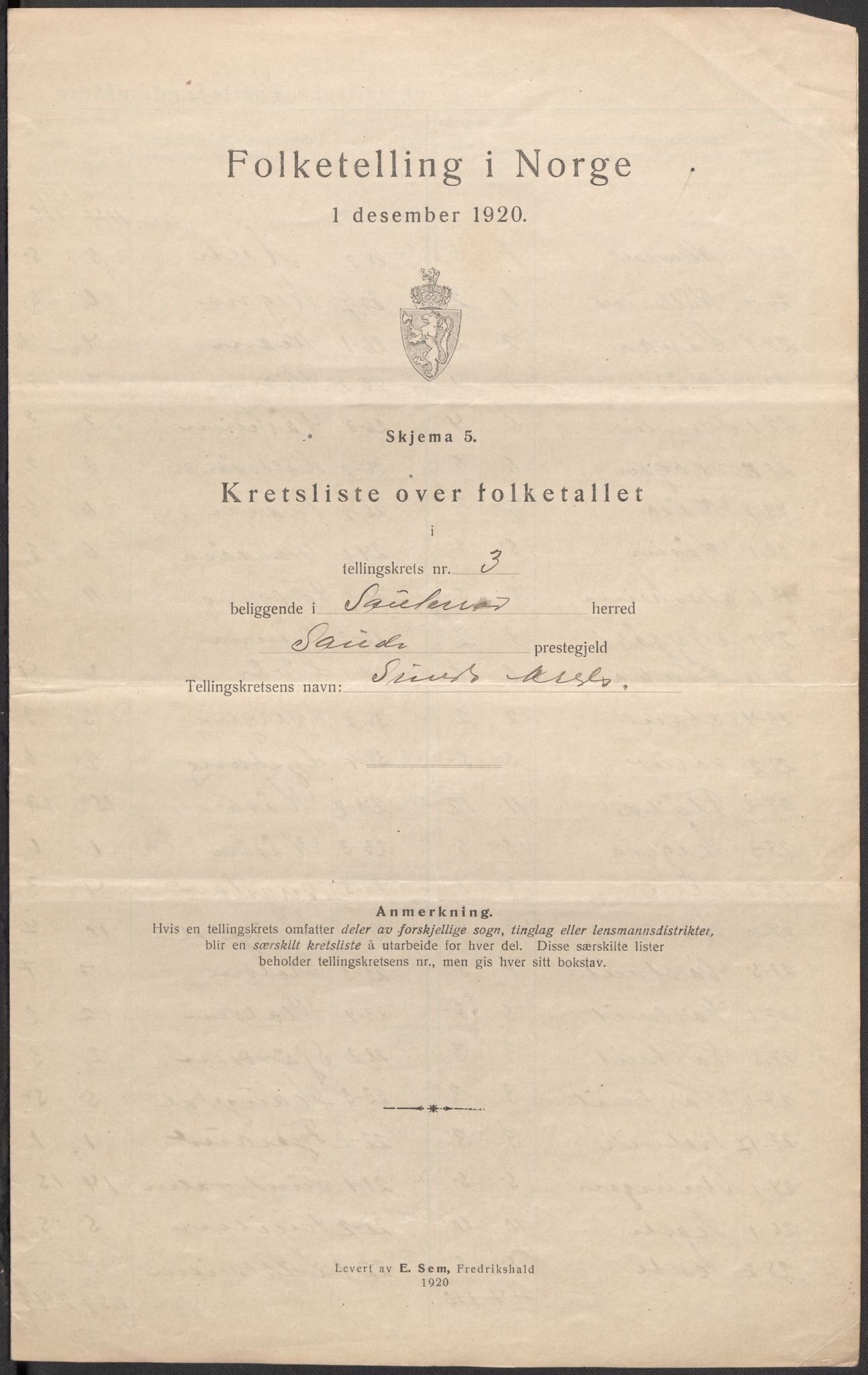 SAKO, 1920 census for Sauherad, 1920, p. 13