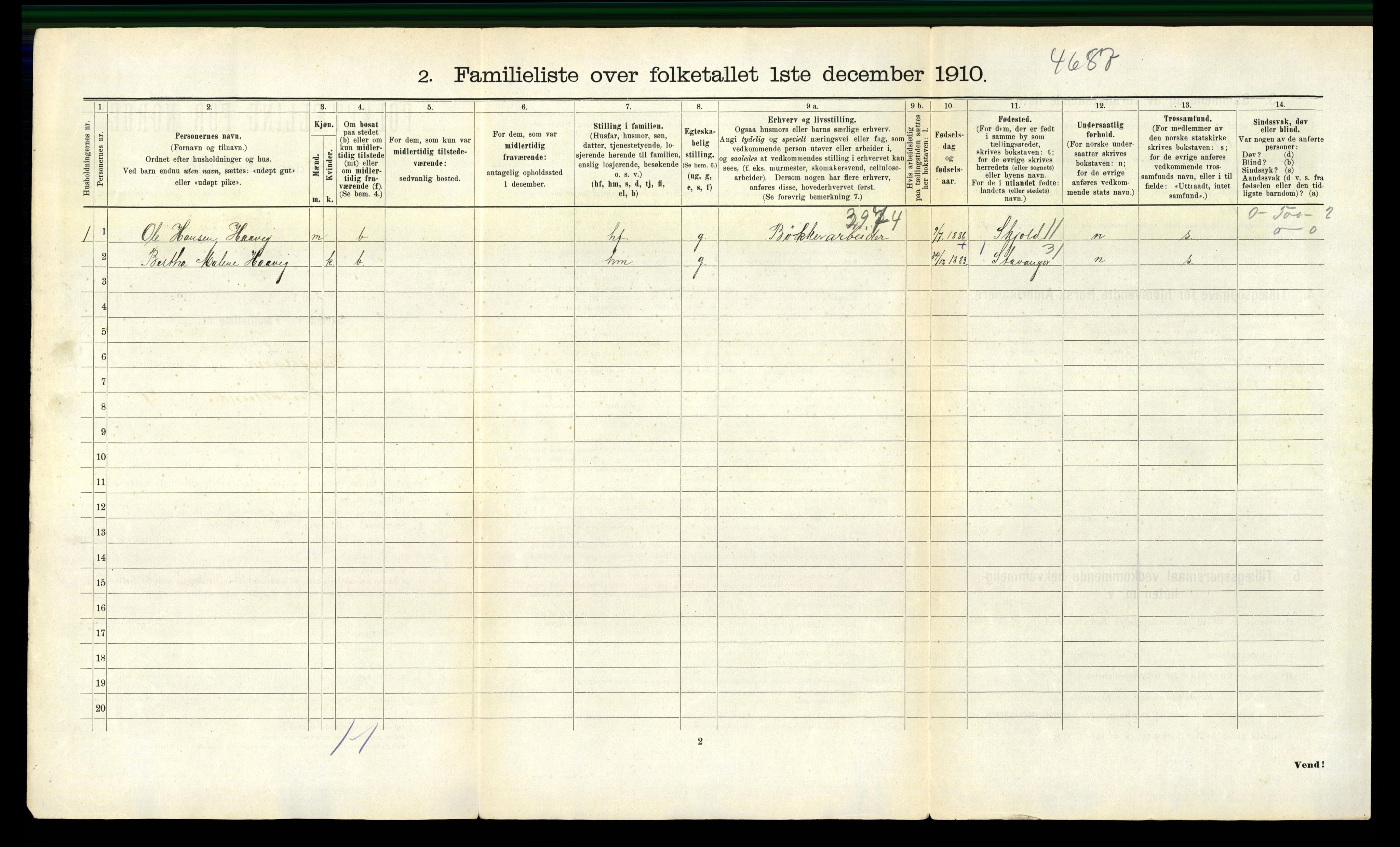 RA, 1910 census for Haugesund, 1910, p. 825