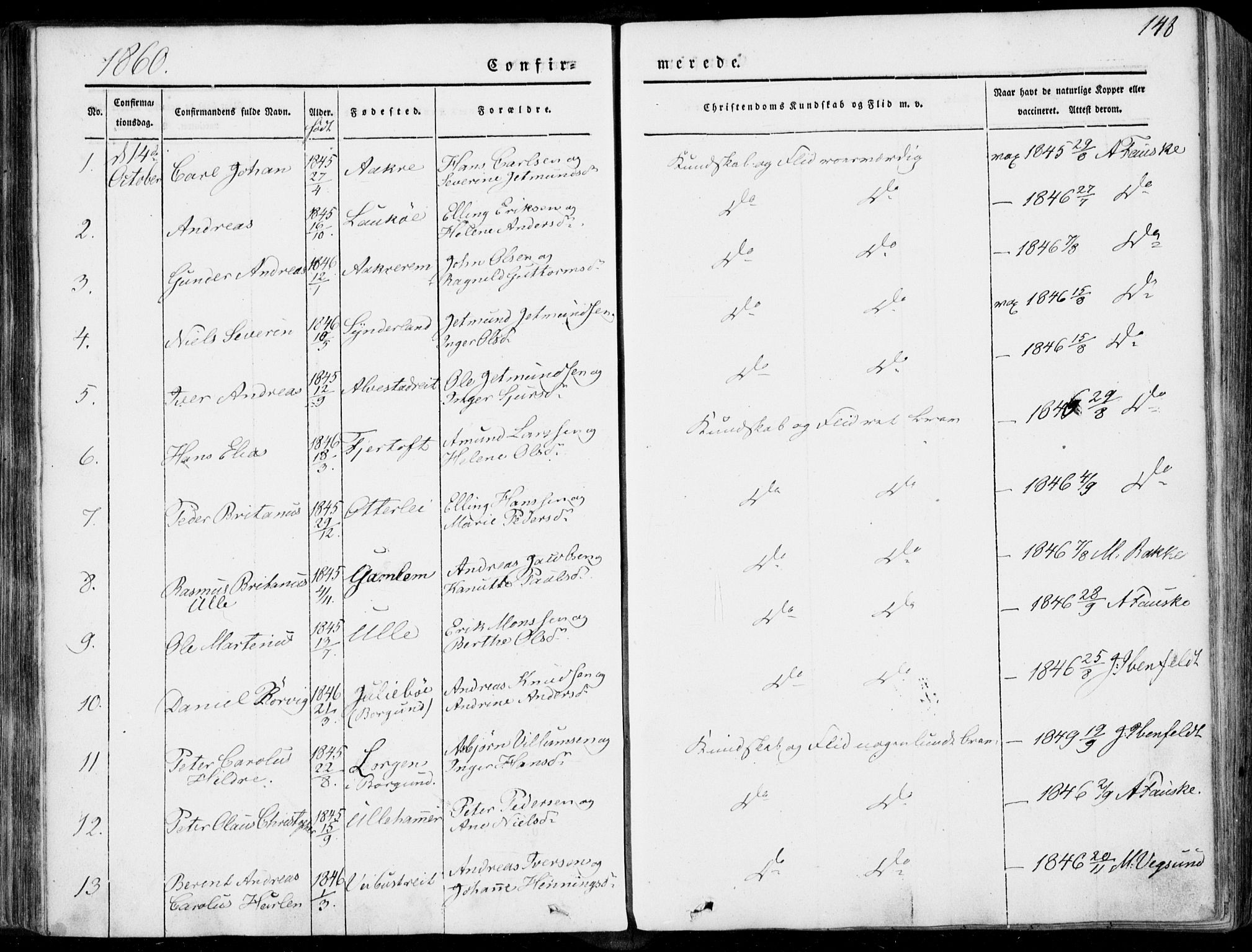 Ministerialprotokoller, klokkerbøker og fødselsregistre - Møre og Romsdal, SAT/A-1454/536/L0497: Parish register (official) no. 536A06, 1845-1865, p. 148