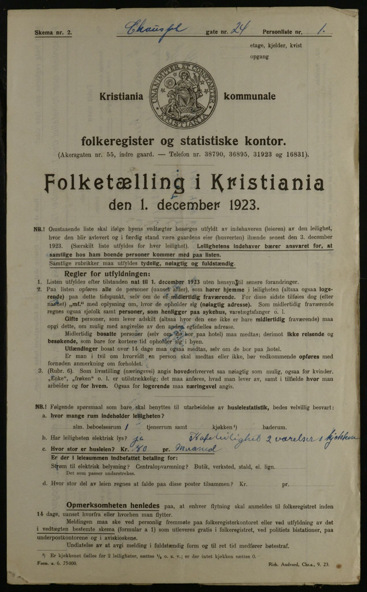 OBA, Municipal Census 1923 for Kristiania, 1923, p. 100324