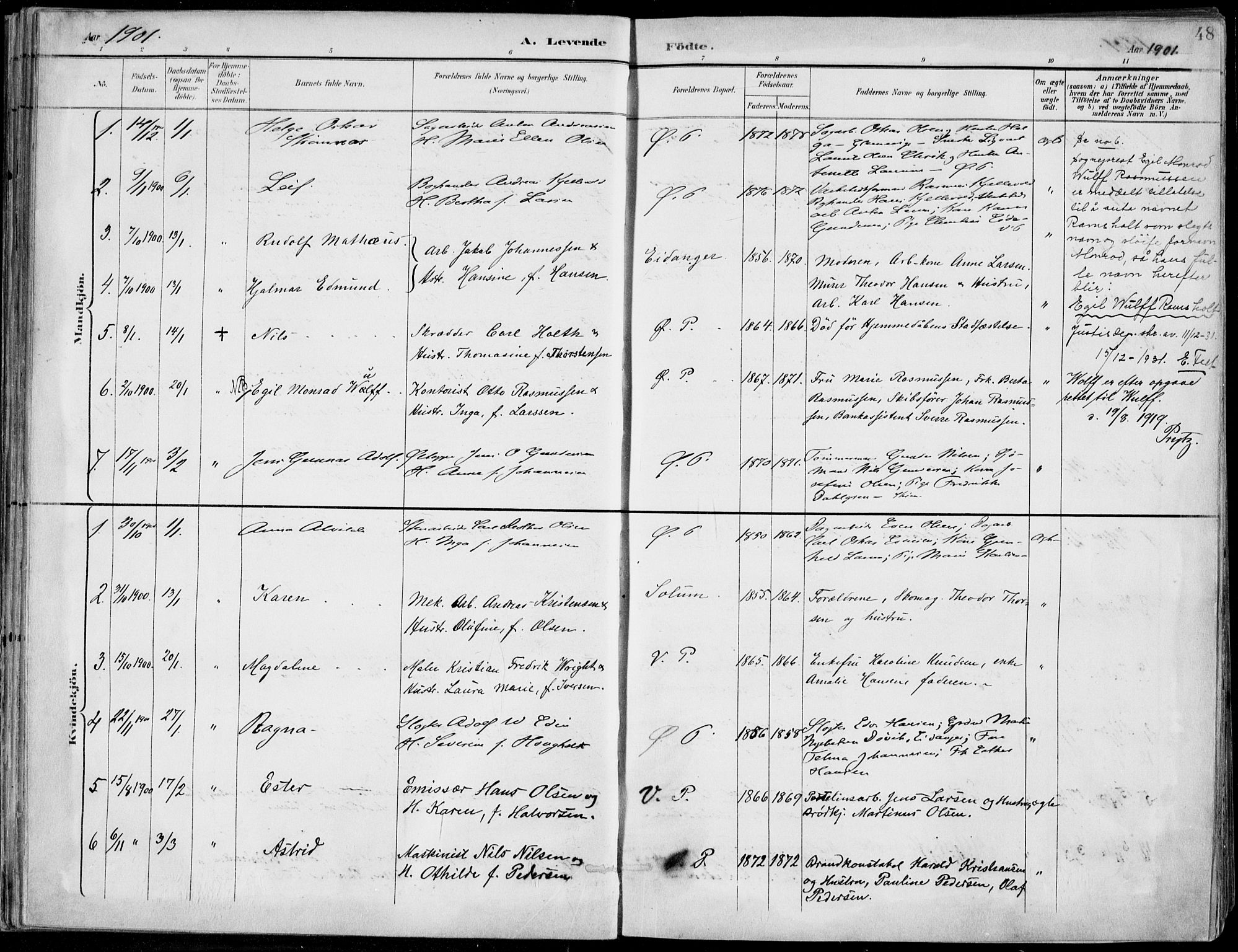 Porsgrunn kirkebøker , SAKO/A-104/F/Fa/L0010: Parish register (official) no. 10, 1895-1919, p. 48