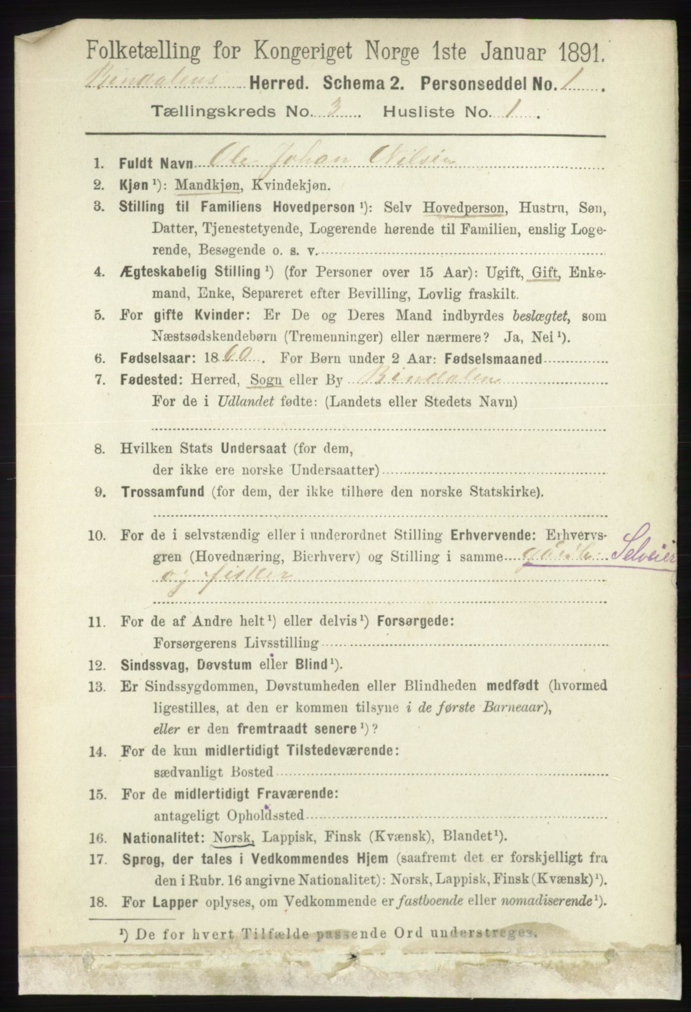 RA, 1891 census for 1811 Bindal, 1891, p. 646