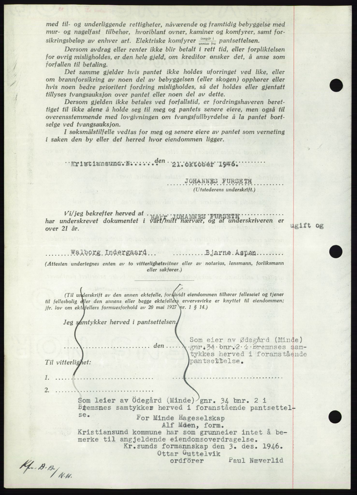 Nordmøre sorenskriveri, AV/SAT-A-4132/1/2/2Ca: Mortgage book no. B95, 1946-1947, Diary no: : 2586/1946