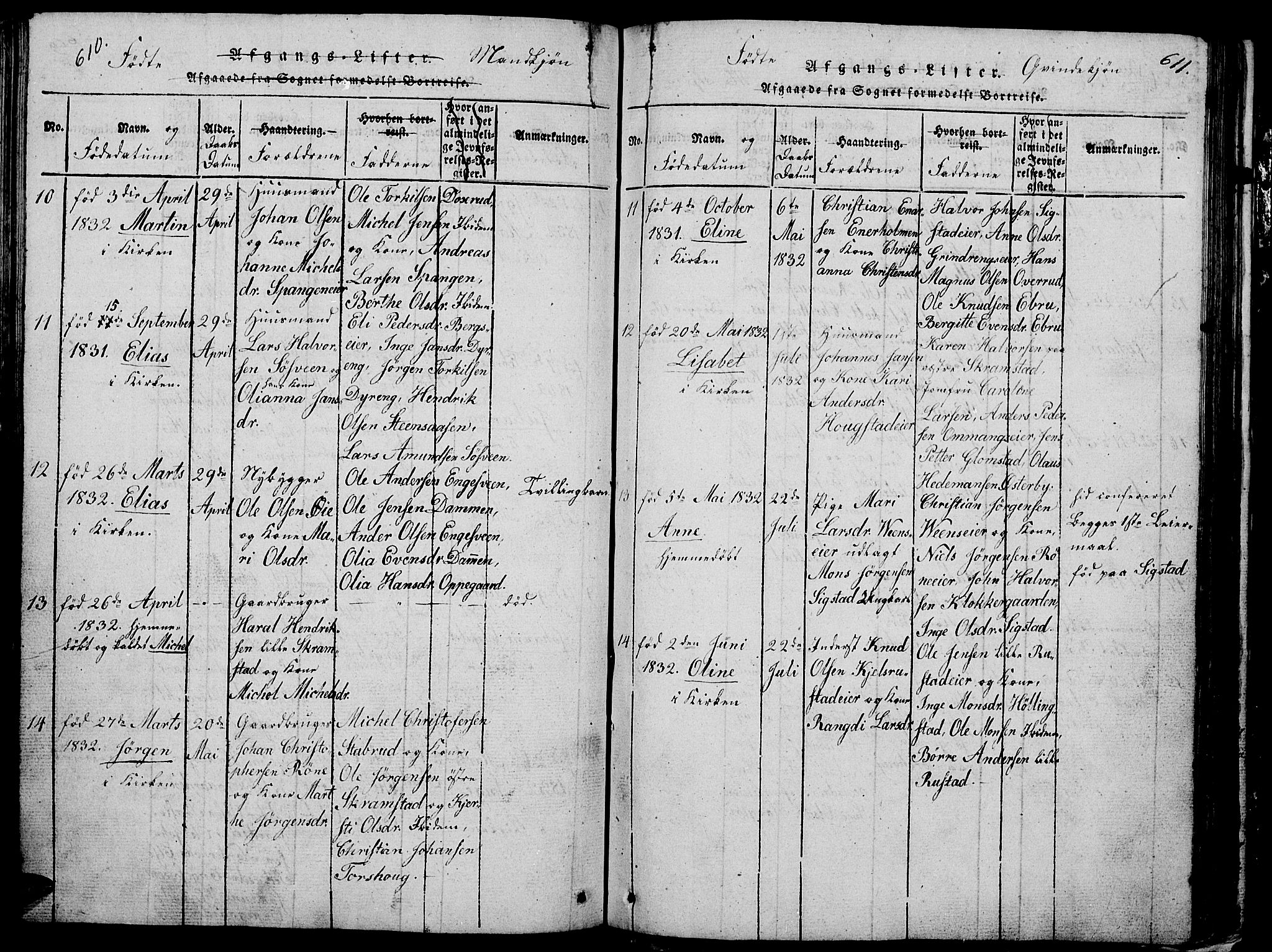 Løten prestekontor, AV/SAH-PREST-022/L/La/L0001: Parish register (copy) no. 1, 1812-1832, p. 610-611