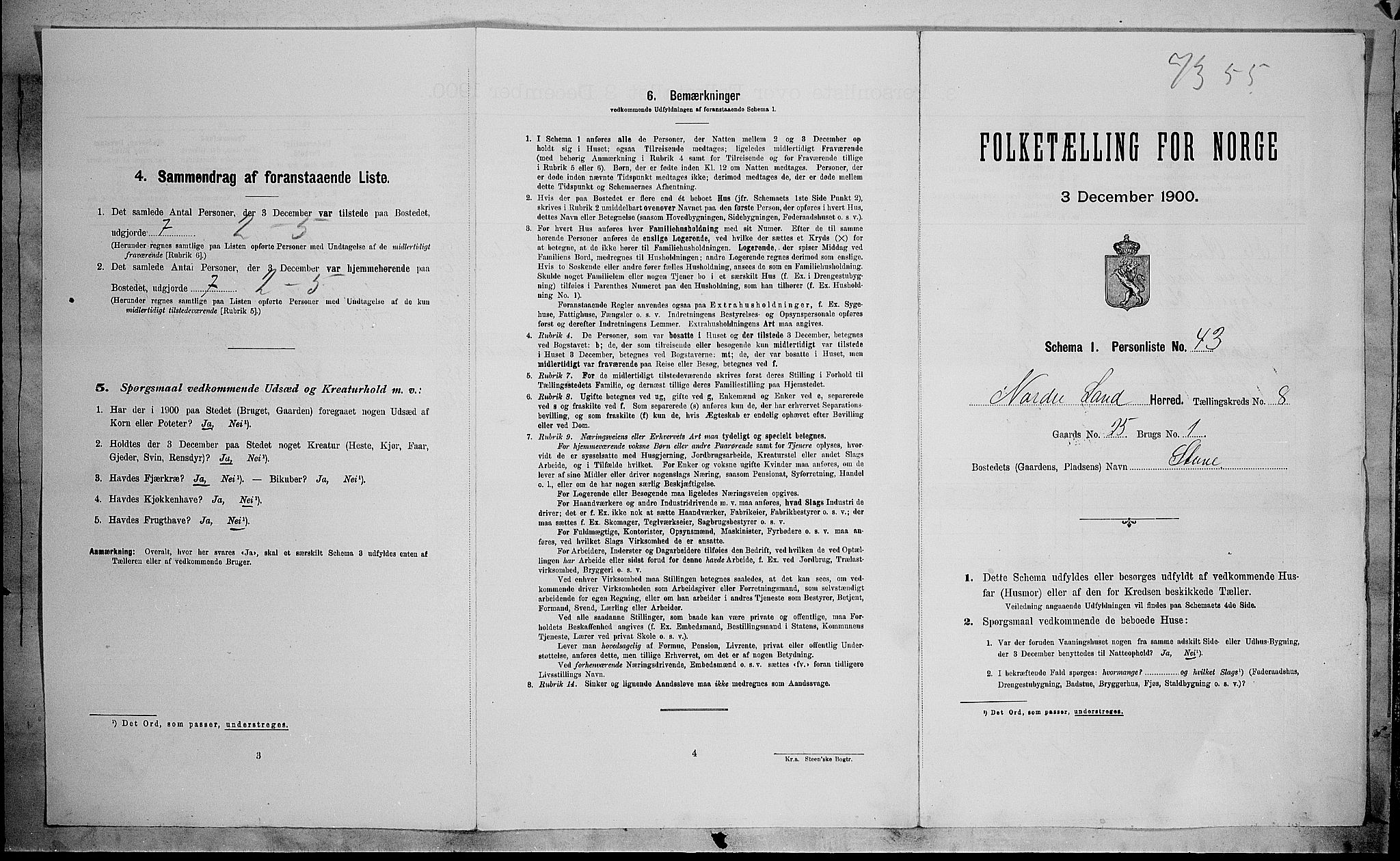 SAH, 1900 census for Nordre Land, 1900, p. 1074