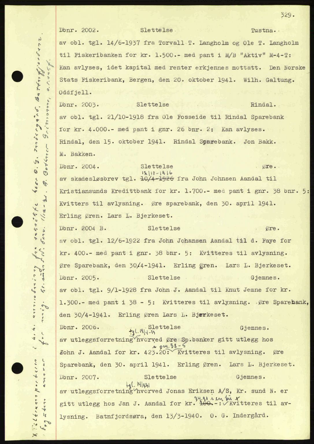 Nordmøre sorenskriveri, AV/SAT-A-4132/1/2/2Ca: Mortgage book no. C81, 1940-1945, Diary no: : 2002/1941