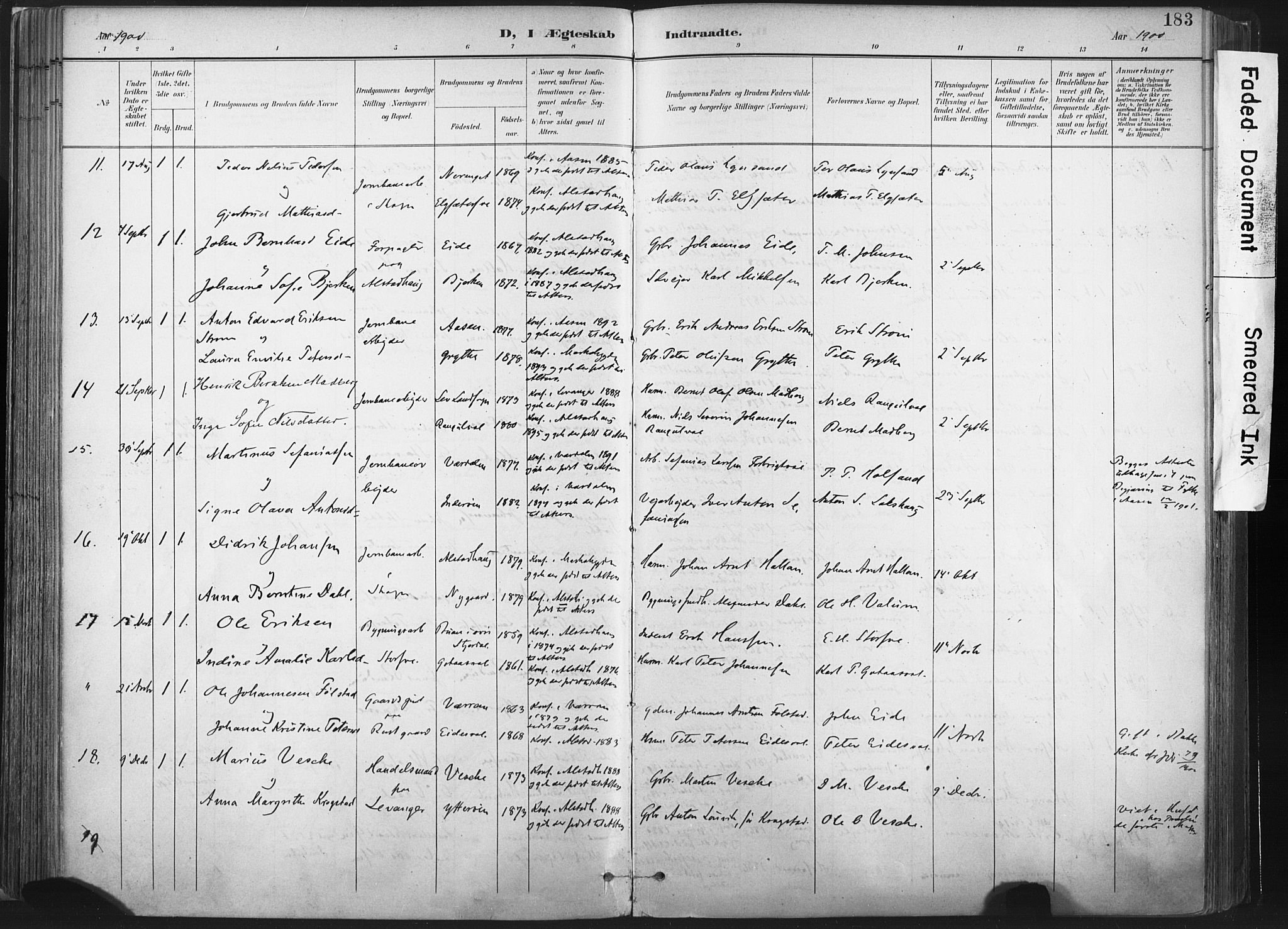 Ministerialprotokoller, klokkerbøker og fødselsregistre - Nord-Trøndelag, SAT/A-1458/717/L0162: Parish register (official) no. 717A12, 1898-1923, p. 183