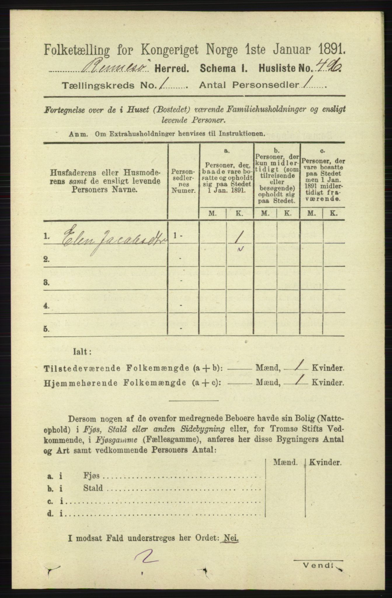 RA, 1891 census for 1142 Rennesøy, 1891, p. 57