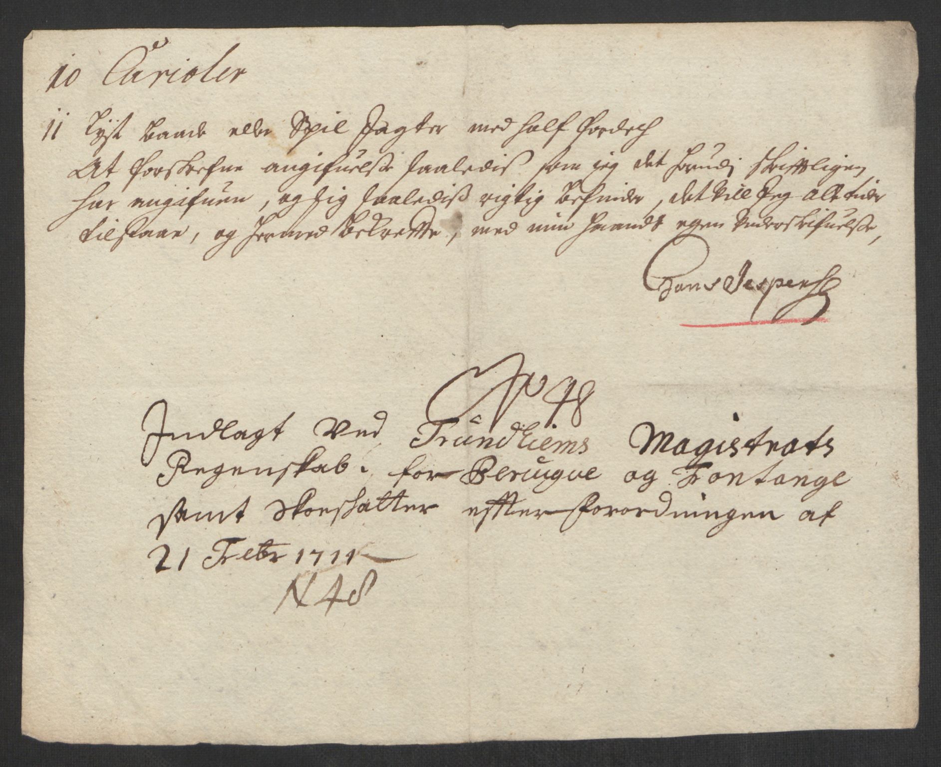 Rentekammeret inntil 1814, Reviderte regnskaper, Byregnskaper, AV/RA-EA-4066/R/Rs/L0507: [S3] Kontribusjonsregnskap, 1699-1711, p. 582